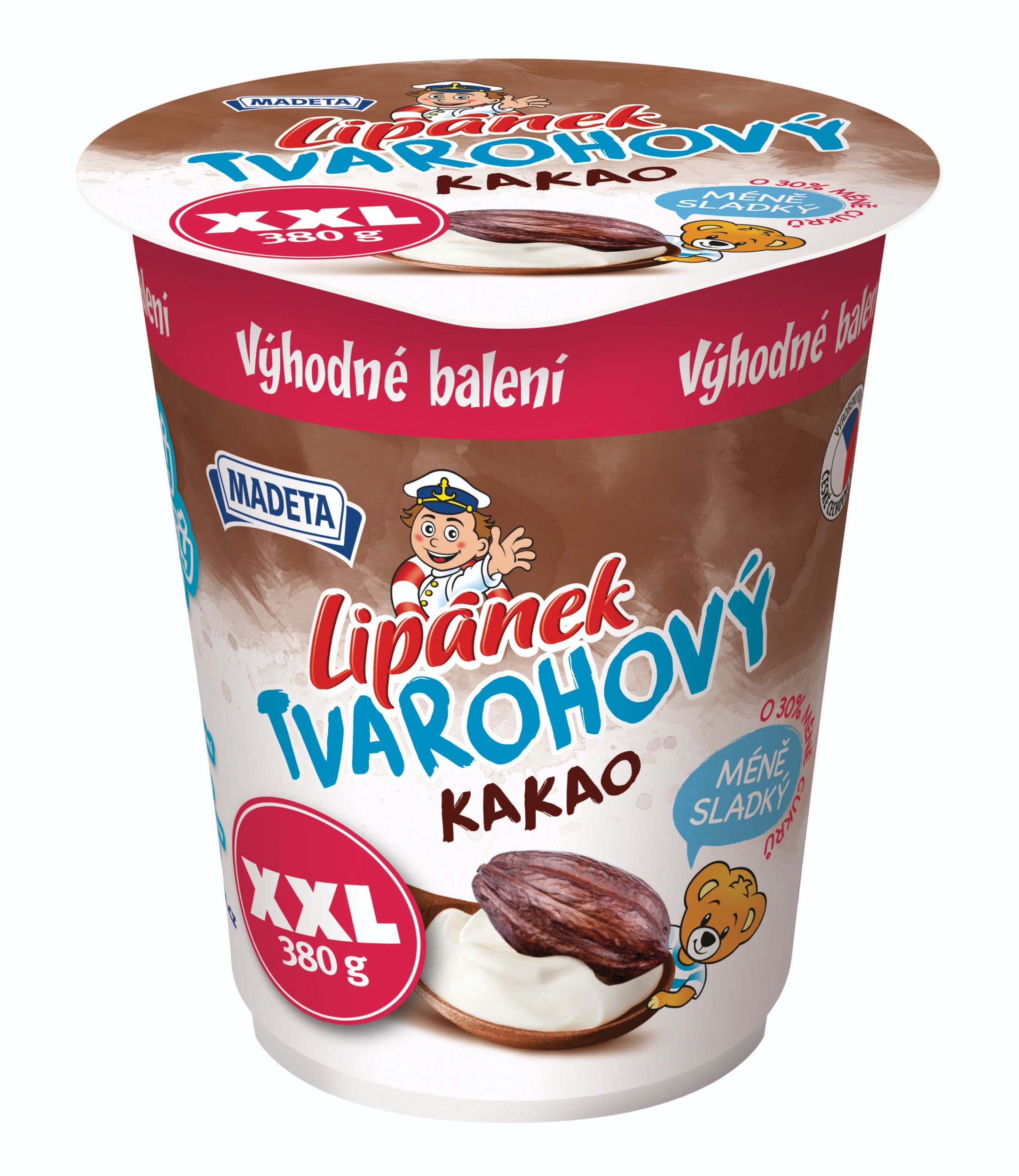 Mléčné a chlazené - Madeta Lipánek tvarohový kakao XXL 380g