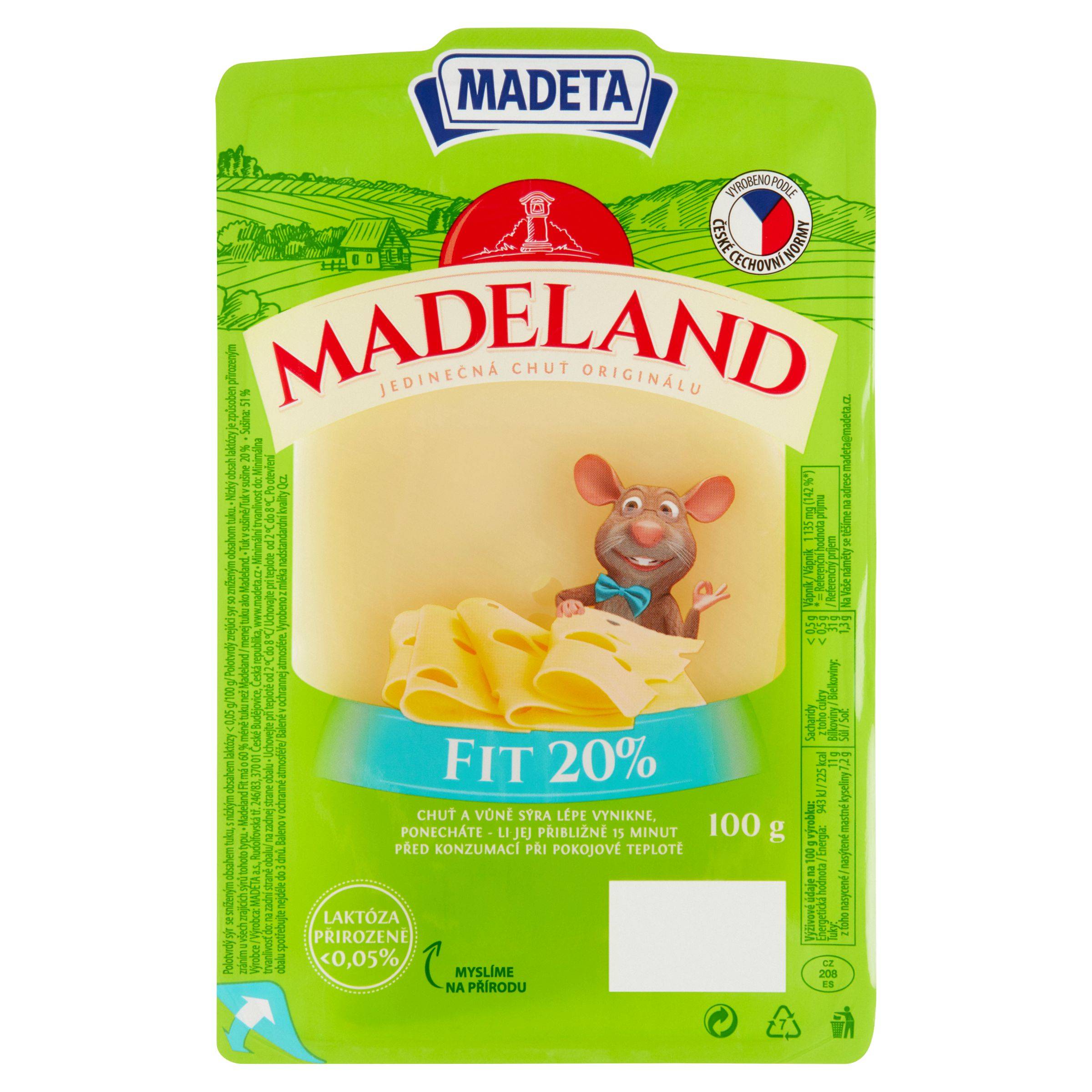 Mléčné a chlazené - Madeta Madeland Fitness 20% plátky 100 g