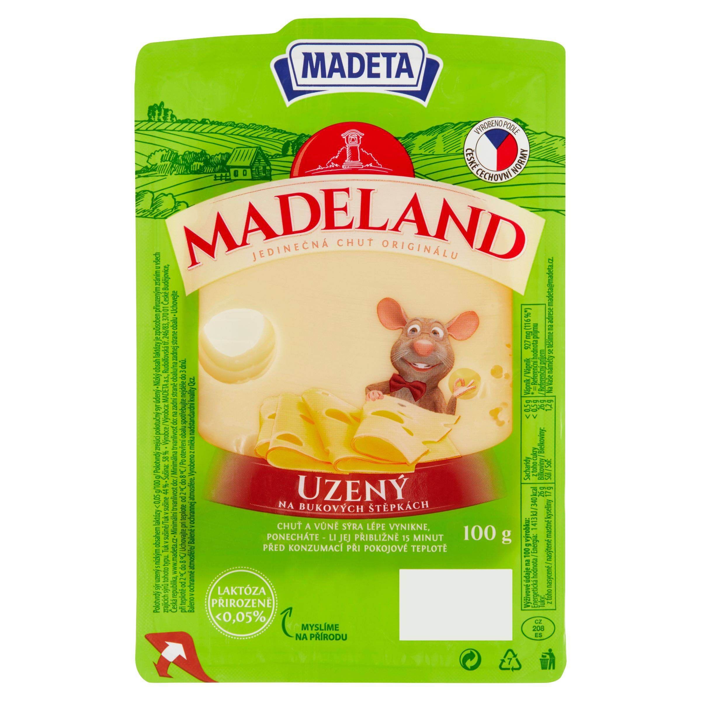 Mléčné a chlazené - Madeta Madeland uzený 44% plátky 100 g