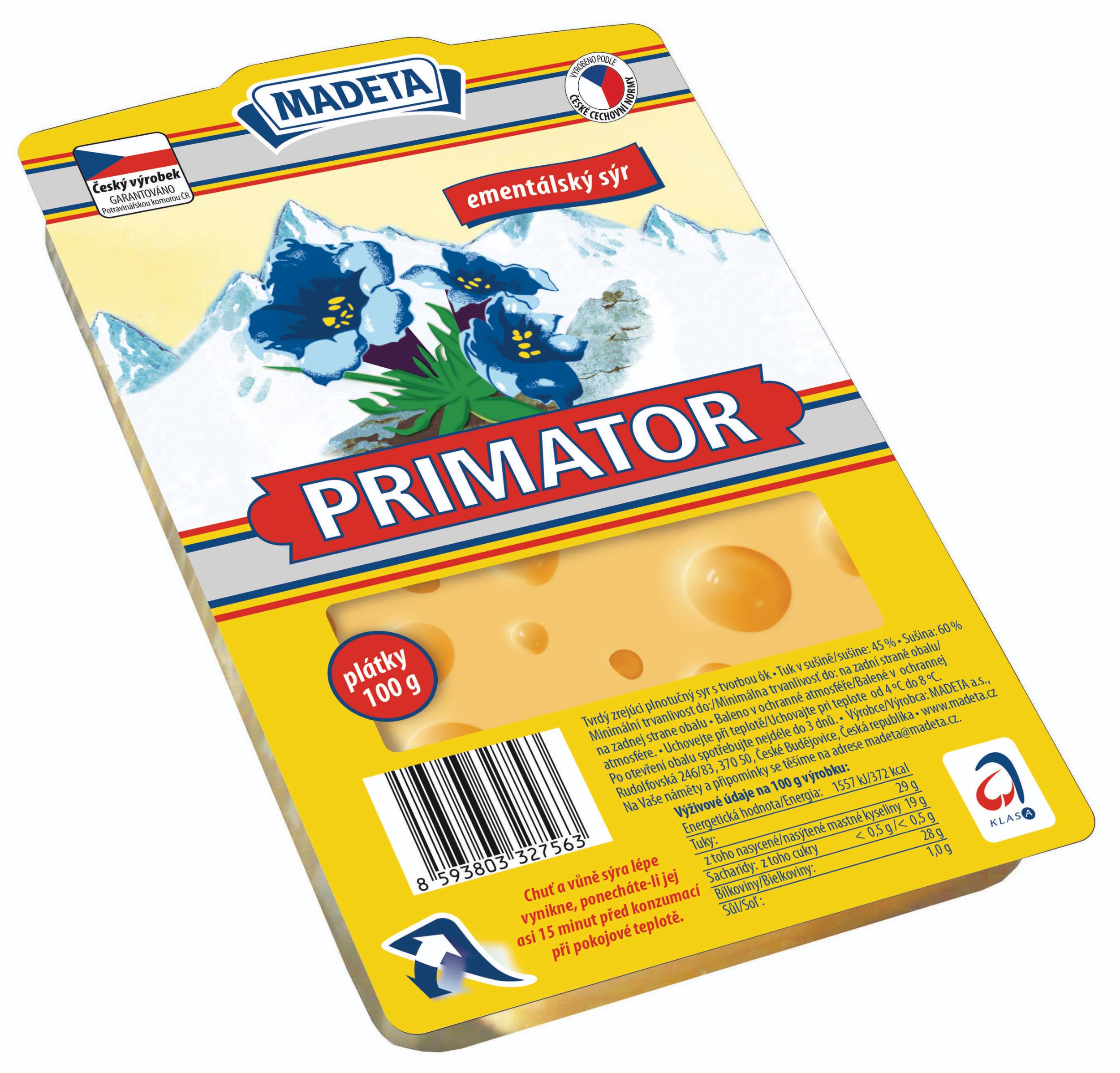 Mléčné a chlazené - Madeta Primator 45% plátky 100 g