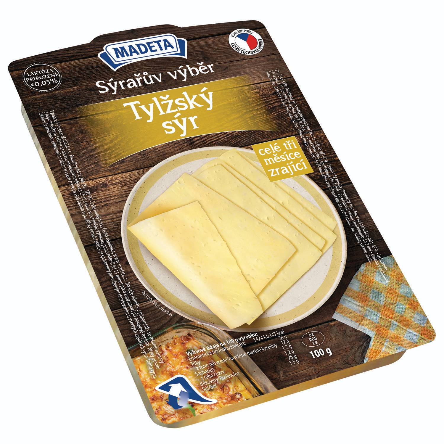 Mléčné a chlazené - Madeta Tylžský sýr 45% plátky 100 g