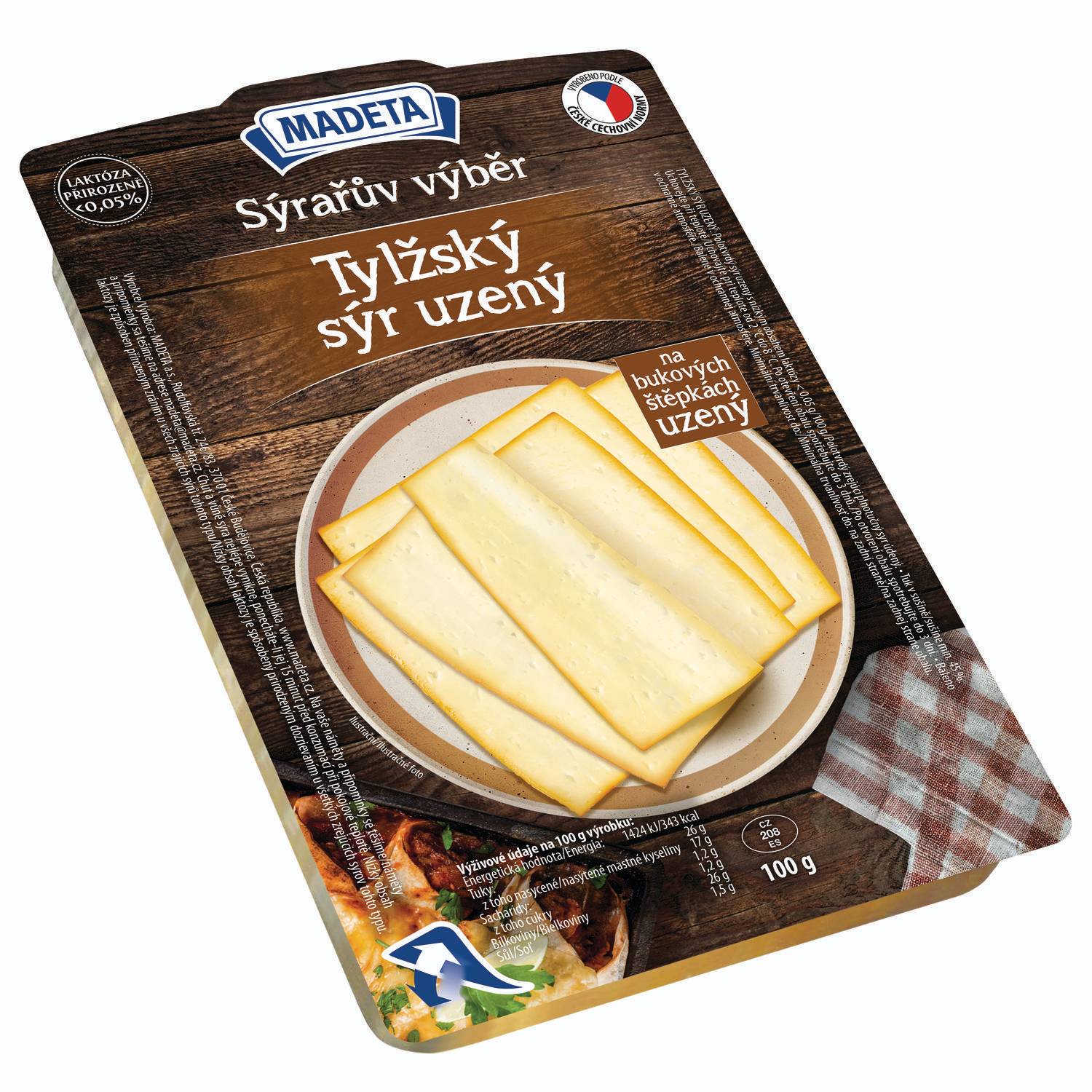 Mléčné a chlazené - Madeta Tylžský sýr uzený 45% plátky 100 g