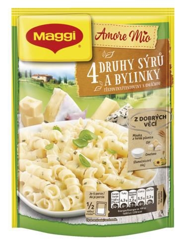 Trvanlivé potraviny - Maggi Amore Mio 4 druhy sýrů a bylinky těstoviny s omáčkou sáček 146 g