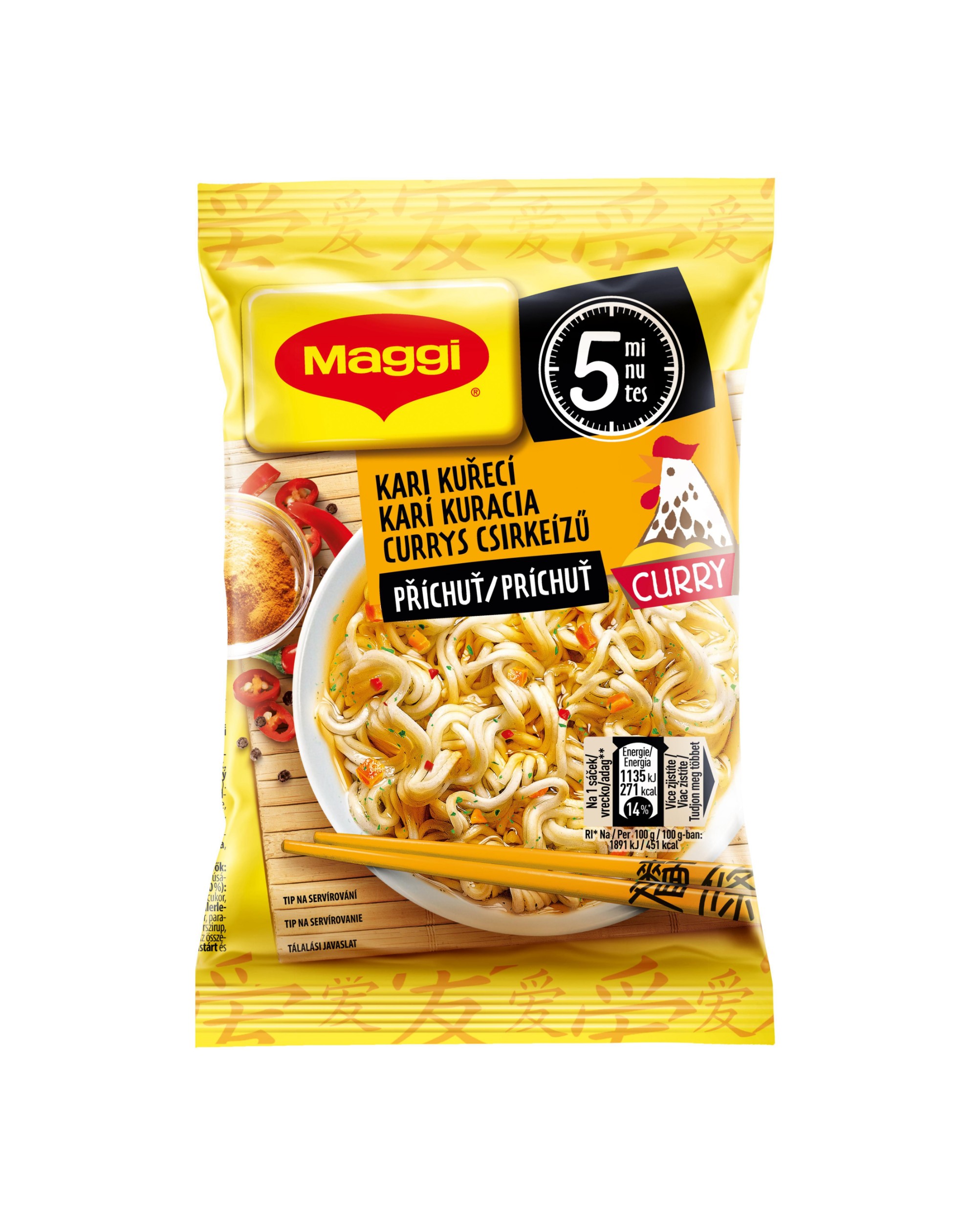 Trvanlivé potraviny - Maggi Chutná pauza Instantní nudle s kuřecí příchutí a kari sáček 60g