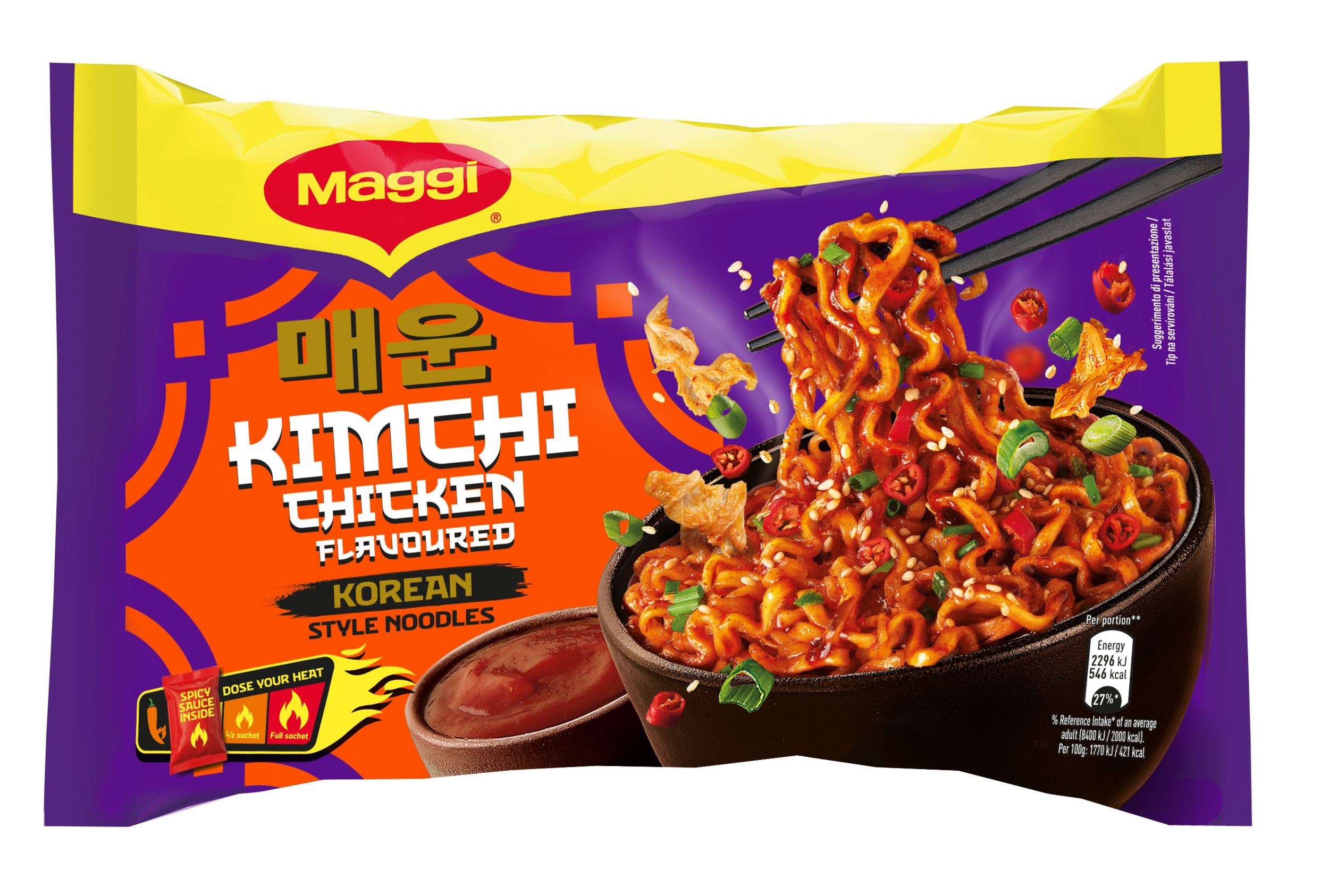 Trvanlivé potraviny - Maggi Korean style nudle s kuřecí a kimchi příchutí 130g