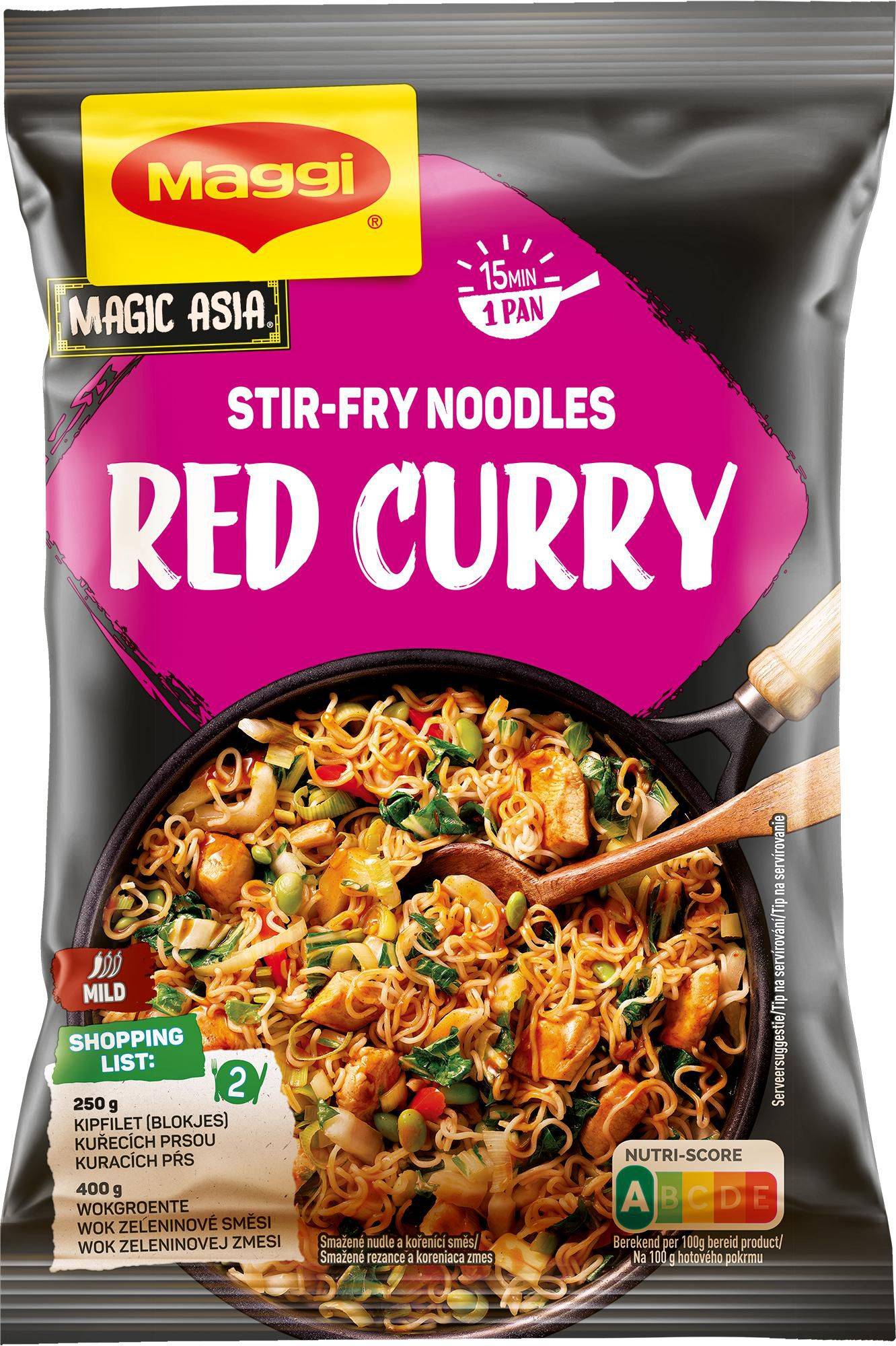 Trvanlivé potraviny - Maggi Magic Asia Nudle z pánve červené kari 185g