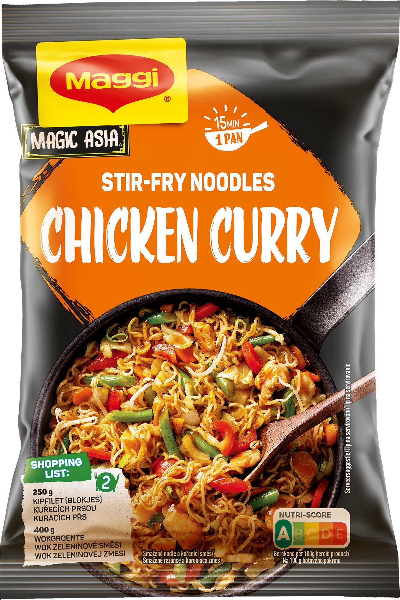 Trvanlivé potraviny - Maggi Nápady Nudle z pánve kuře na kari se zeleninou sáček 185 g