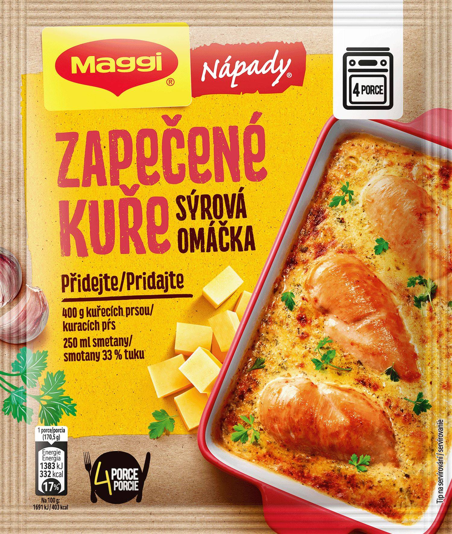 Trvanlivé potraviny - Maggi Nápady Zapečené kuře se čtyřmi druhy sýrů sáček 32 g