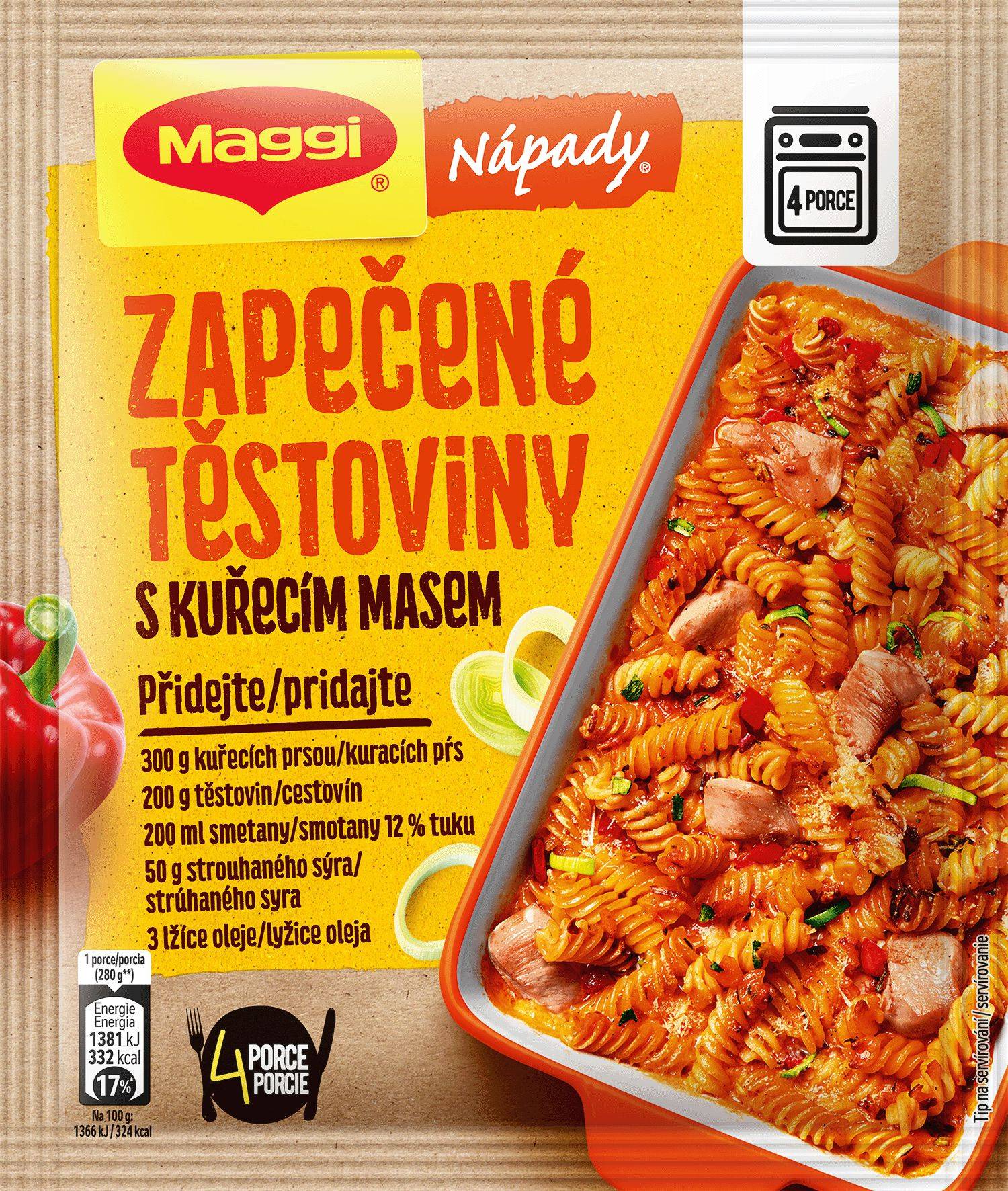 Trvanlivé potraviny - Maggi Nápady Zapečené těstoviny s kuřecím masem sáček 39 g