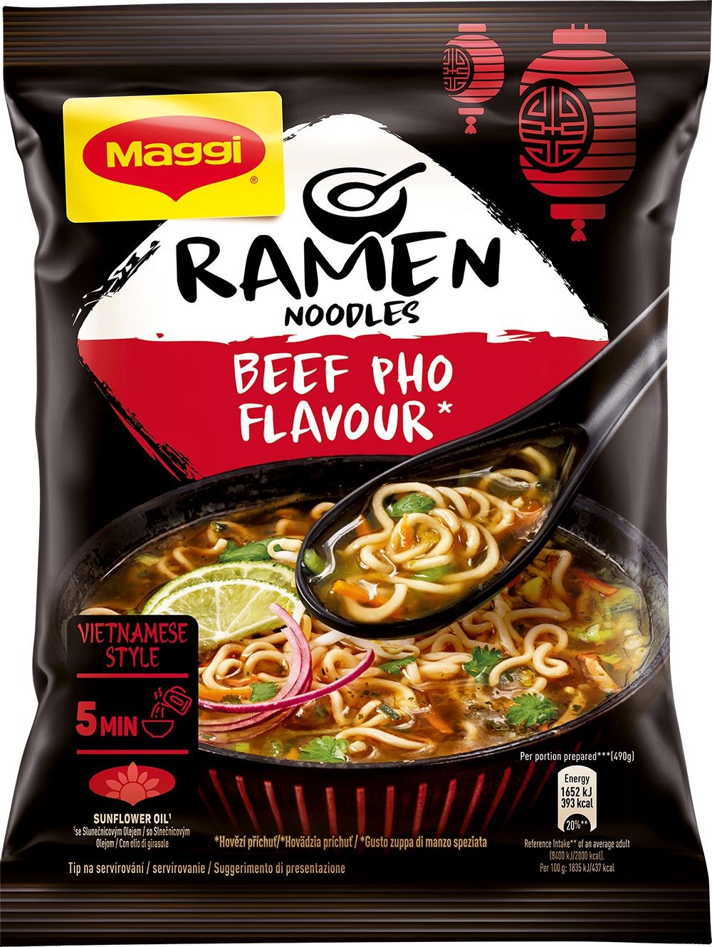 Trvanlivé potraviny - Maggi Ramen nudle ve stylu Pho s hovězí příchutí 90g