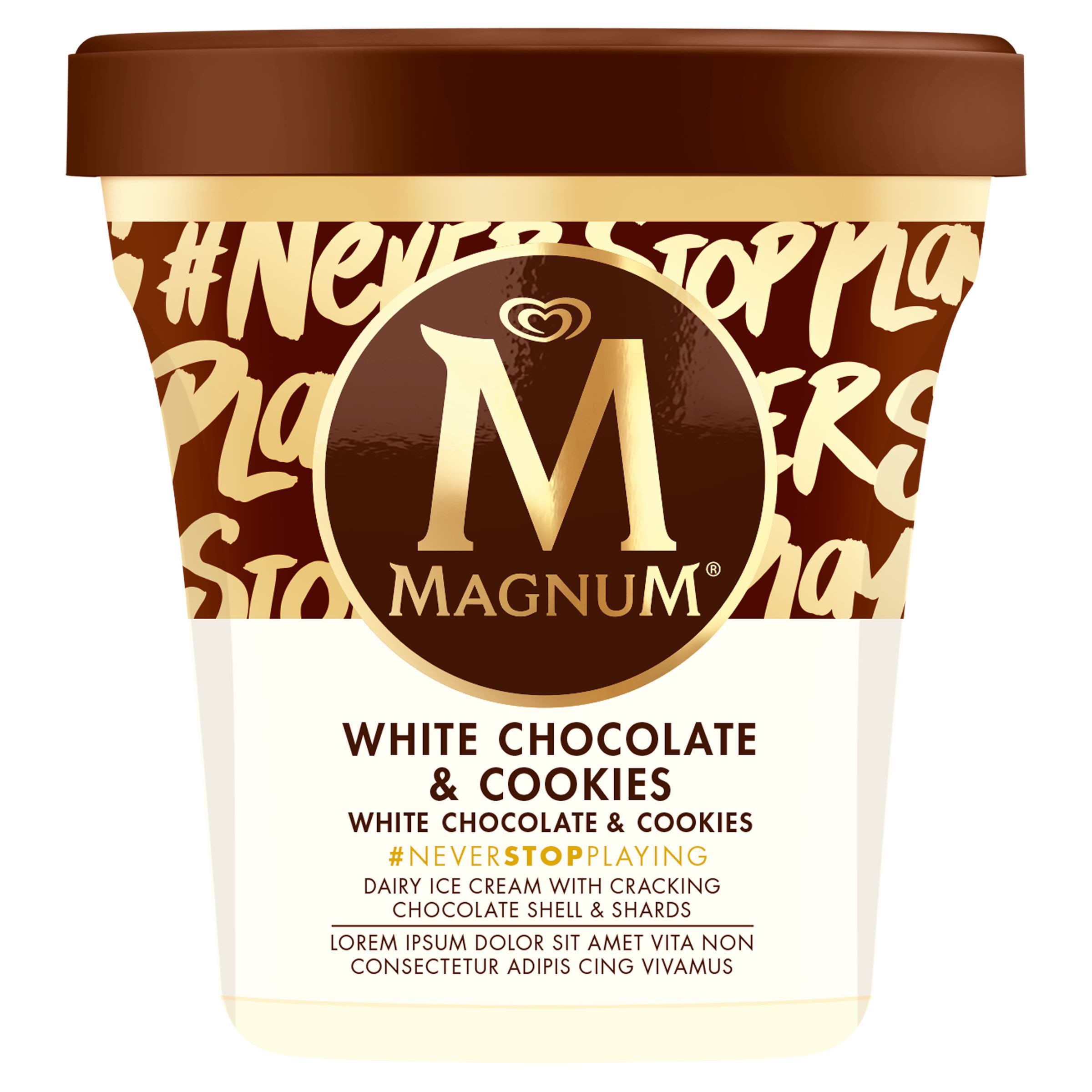 Mražené potraviny - Magnum White Chocolate and Cookies Zmrzlina v kelímku 440 ml