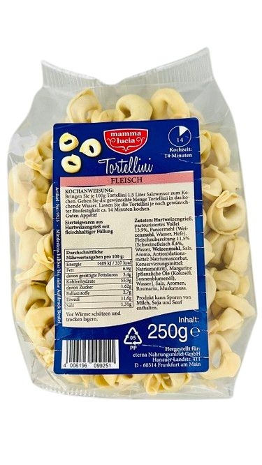 Trvanlivé potraviny - Mamma Lucia Tortelliny s masovou náplní 250g