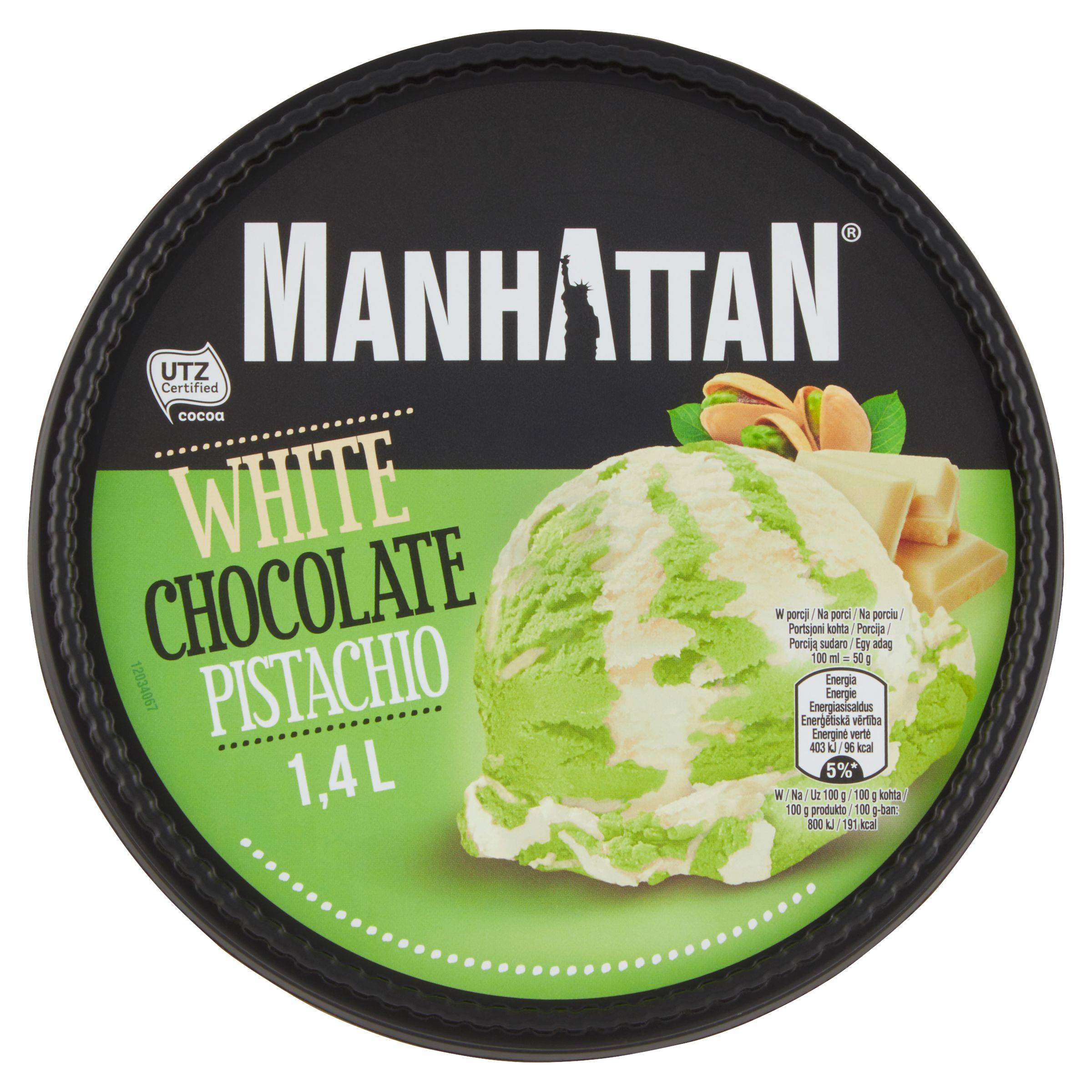Mražené potraviny - Manhattan bílá čokoláda, pistácie 1400ml