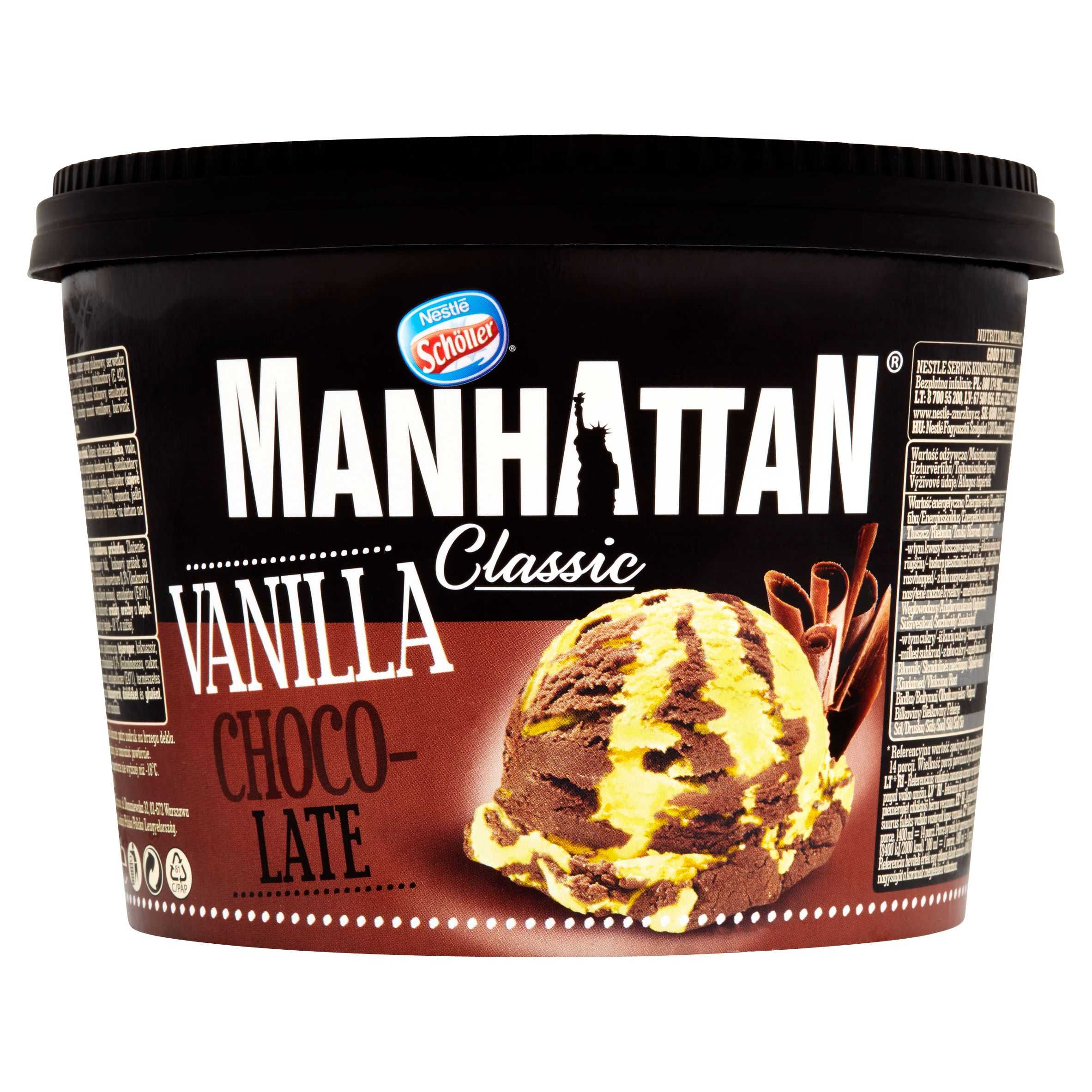 Mražené potraviny - Manhattan Classic mražený krém s vanilkovou a čokoládovou příchutí 1400 ml