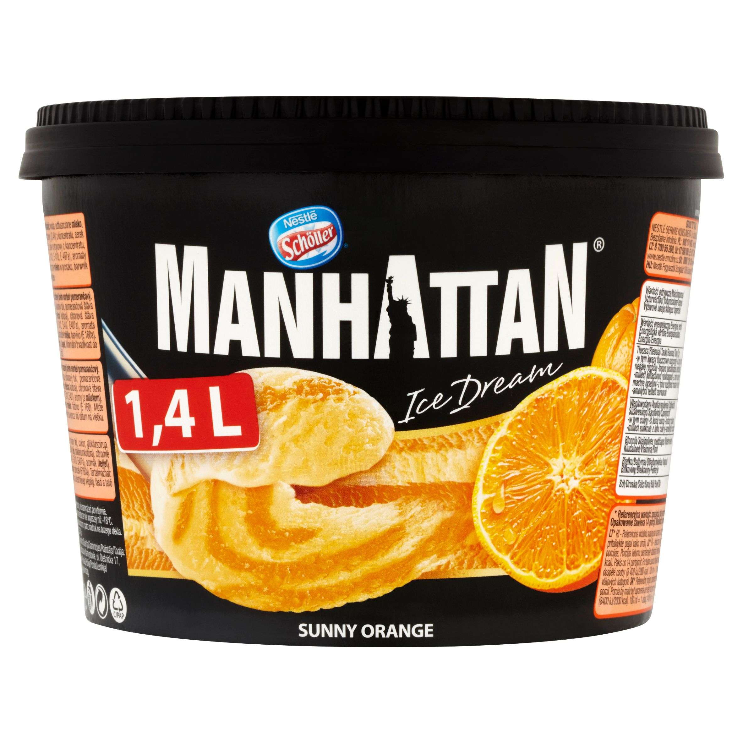 Mražené potraviny - Manhattan Ice Dream mražený krém se sýrem cottage a sorbet pomerančový 1400 ml