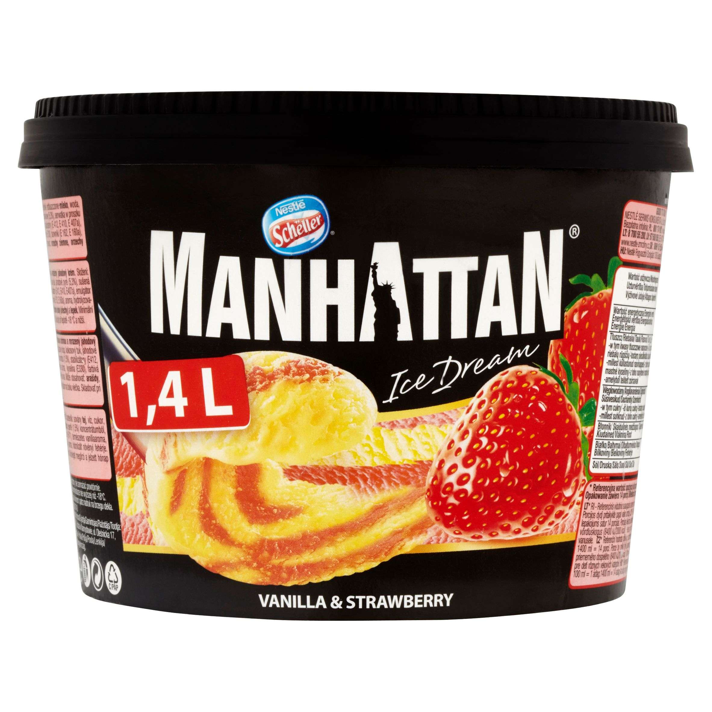 Mražené potraviny - Manhattan Ice Dream mražený krém vanilkový a jahodový 1400 ml