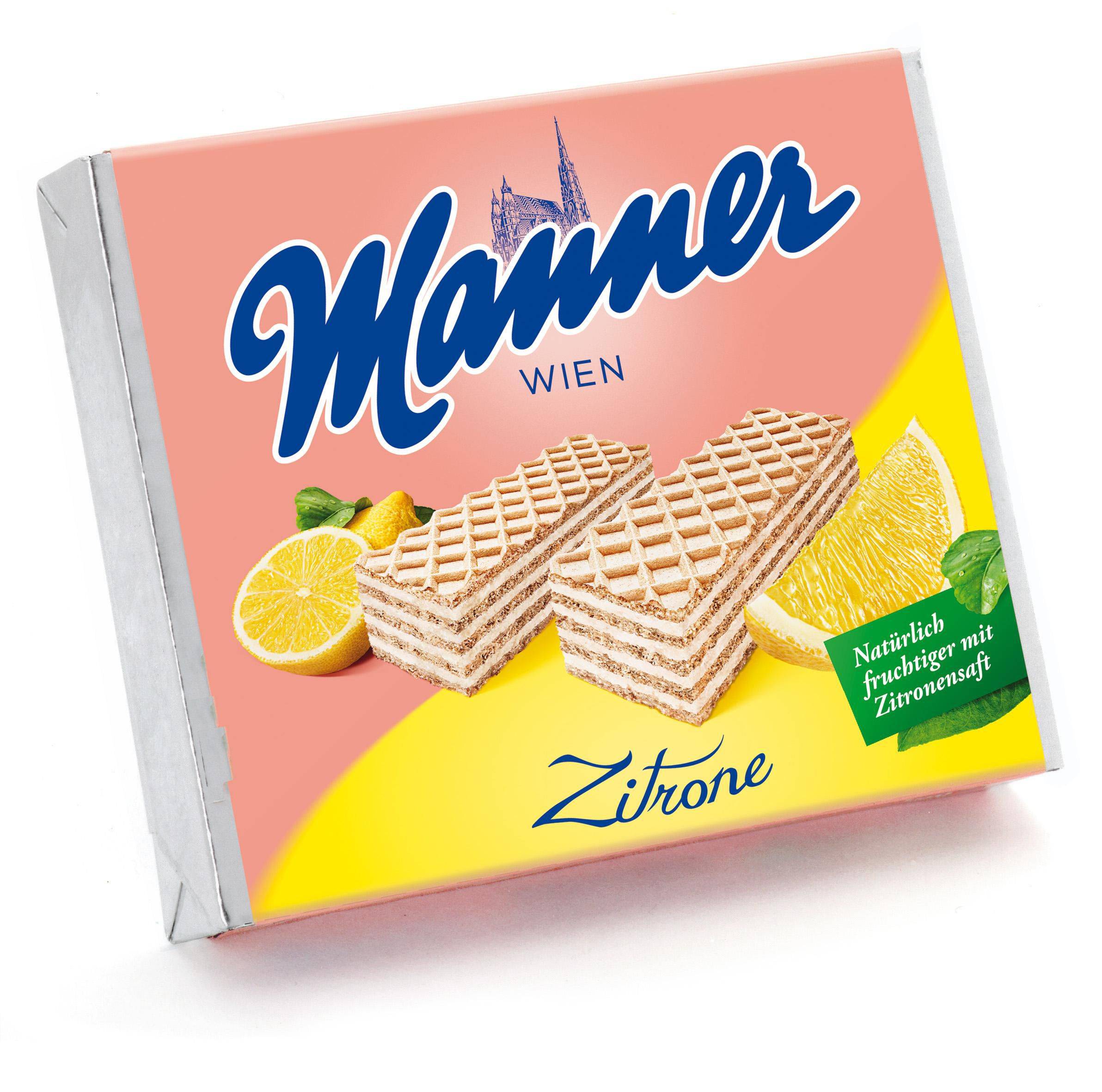 Trvanlivé potraviny - Manner Wien křupavé oplatky s krémovou citrónovou náplní 75 g
