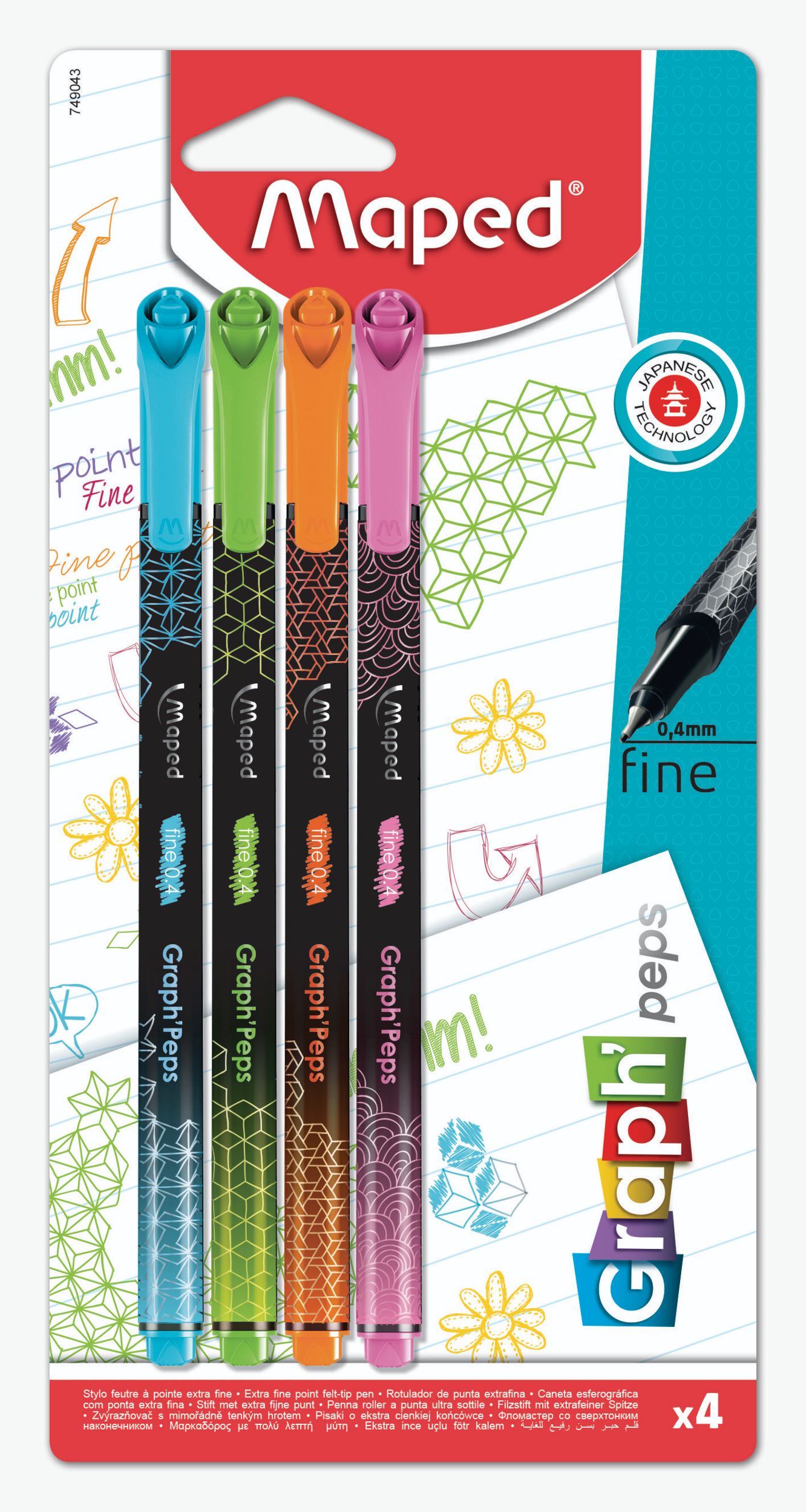 Domácnost a Zahrada - Maped Liner Graph Peps 0,4 mm Fancy 4 ks