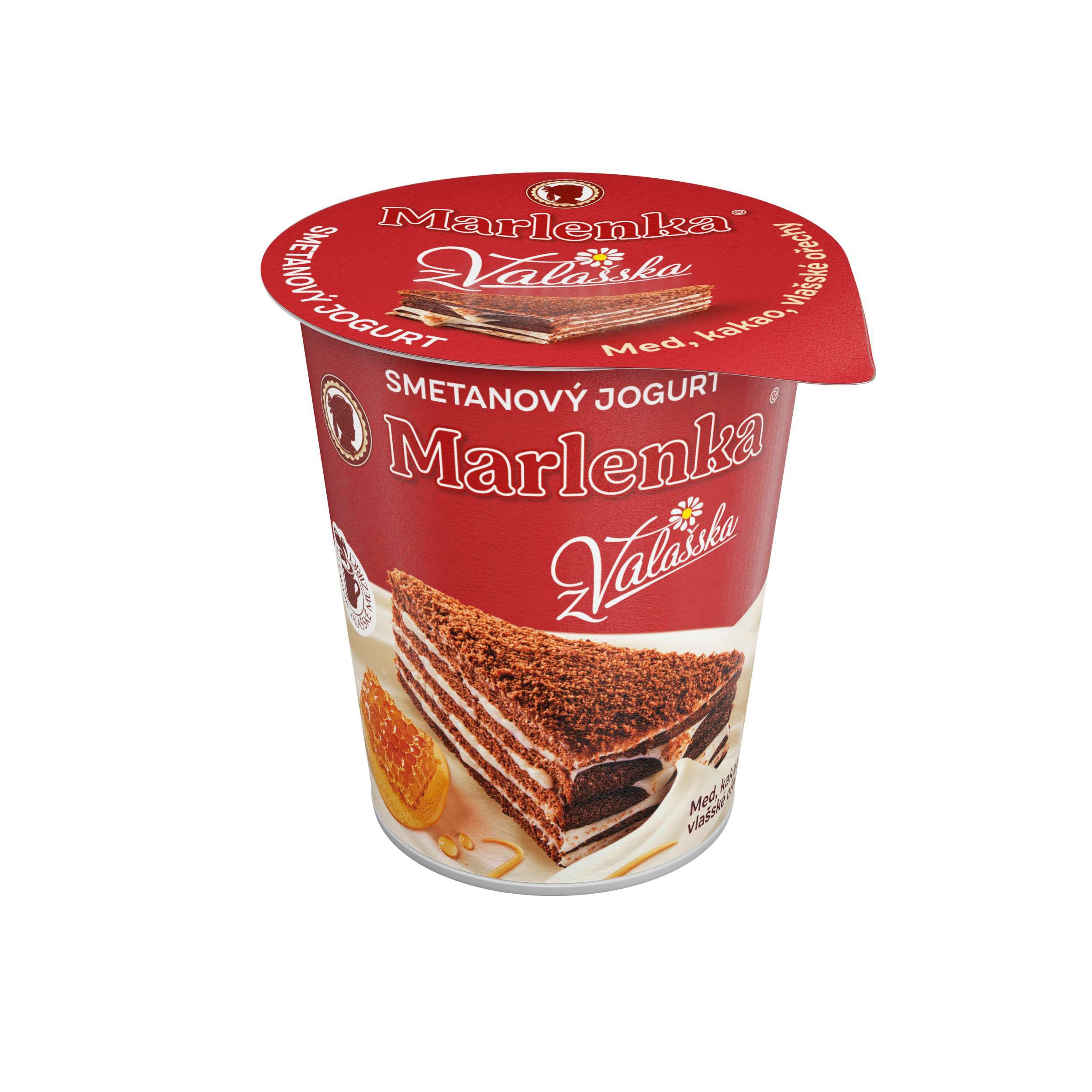 Mléčné a chlazené - Marlenka smetanový jogurt z Valašska med,kakao,vlašské ořechy 150g