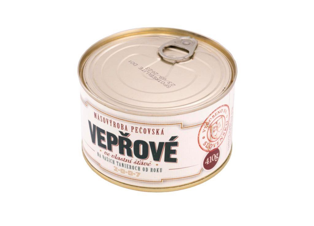 Trvanlivé potraviny - Masovýroba Pečovská Vepřové maso ve vlastní šťávě 410g