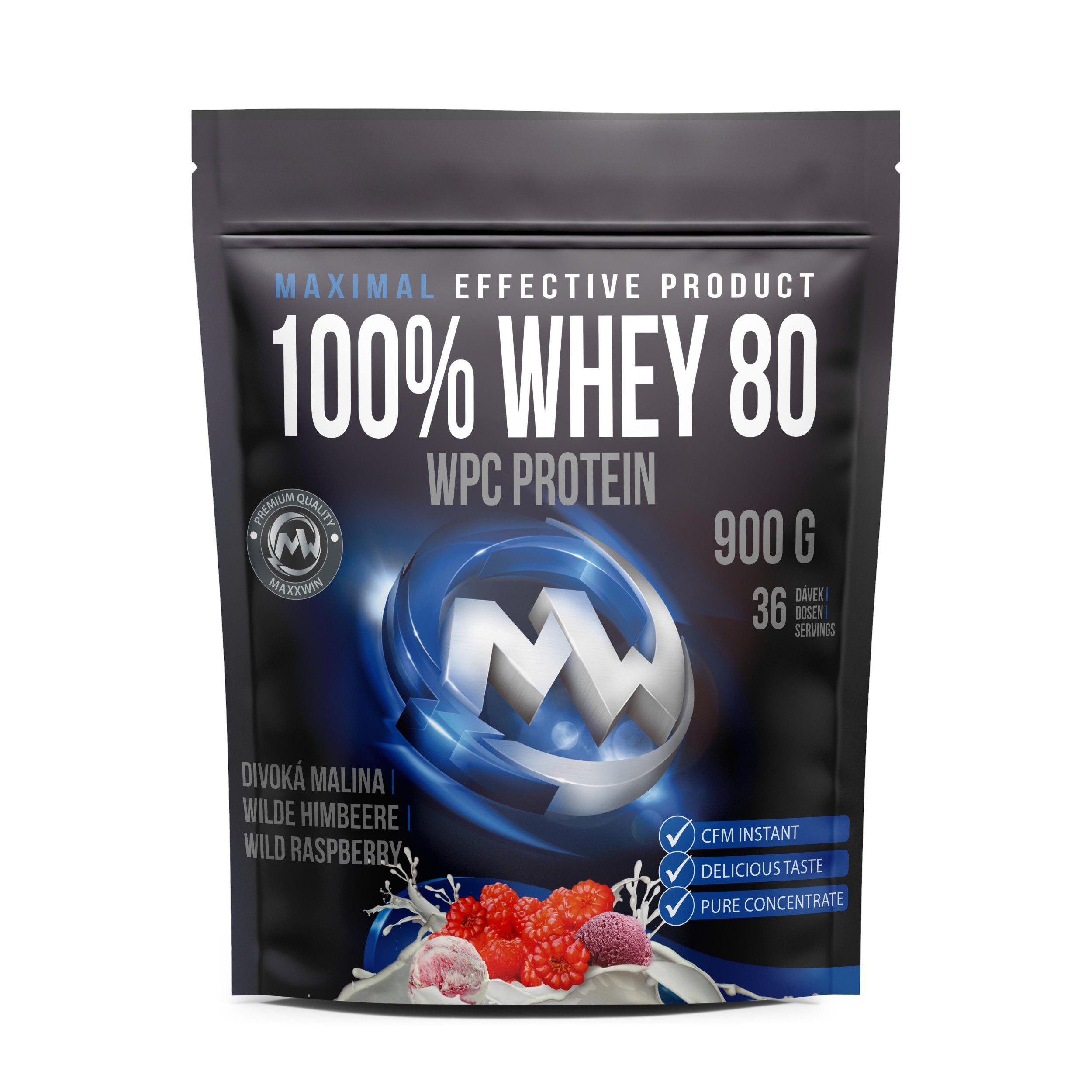 Domácnost a Zahrada - Maxxwin 100% whey 80, divoká malina 900 g