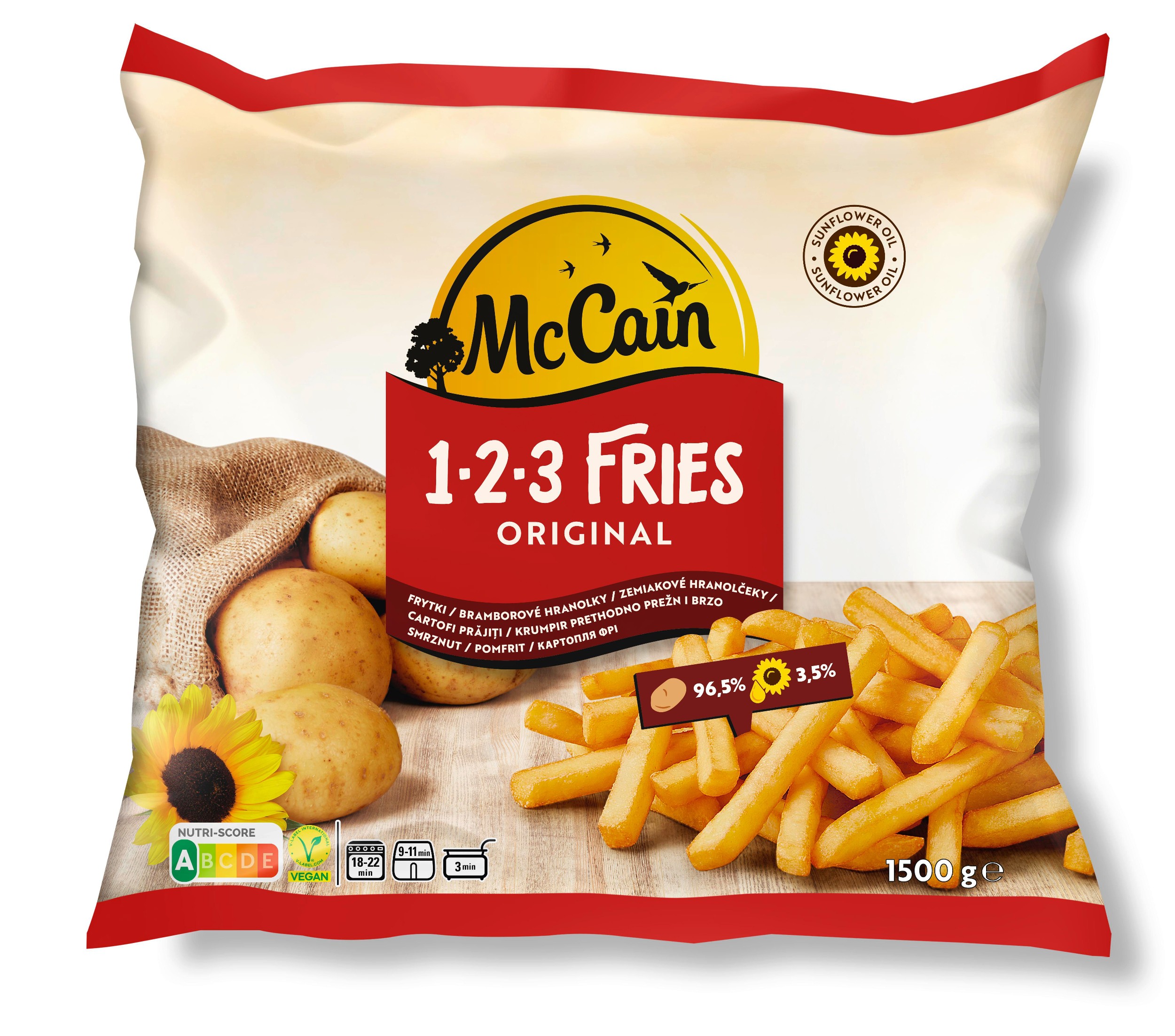 Mražené potraviny - McCain 123 Fries Original 1,5 kg mražené