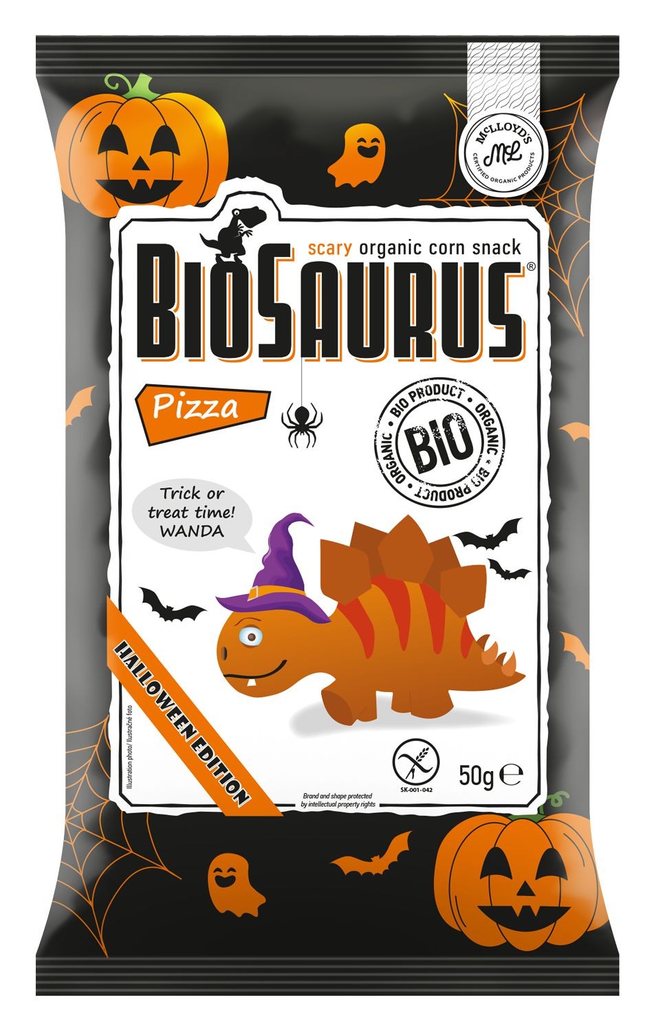 Domácnost a Zahrada - McLoyds Bio snack Biosaurus pizza halloween 50g