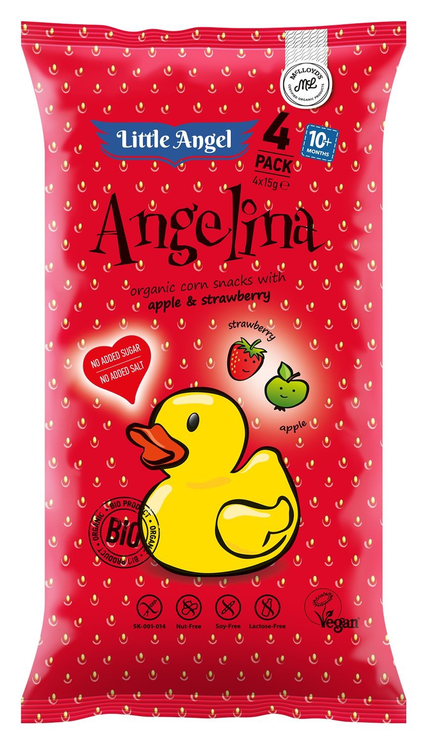 Zdravý svět - McLoyds BIO snack Little Angel Angelina jablko a jahoda 60g