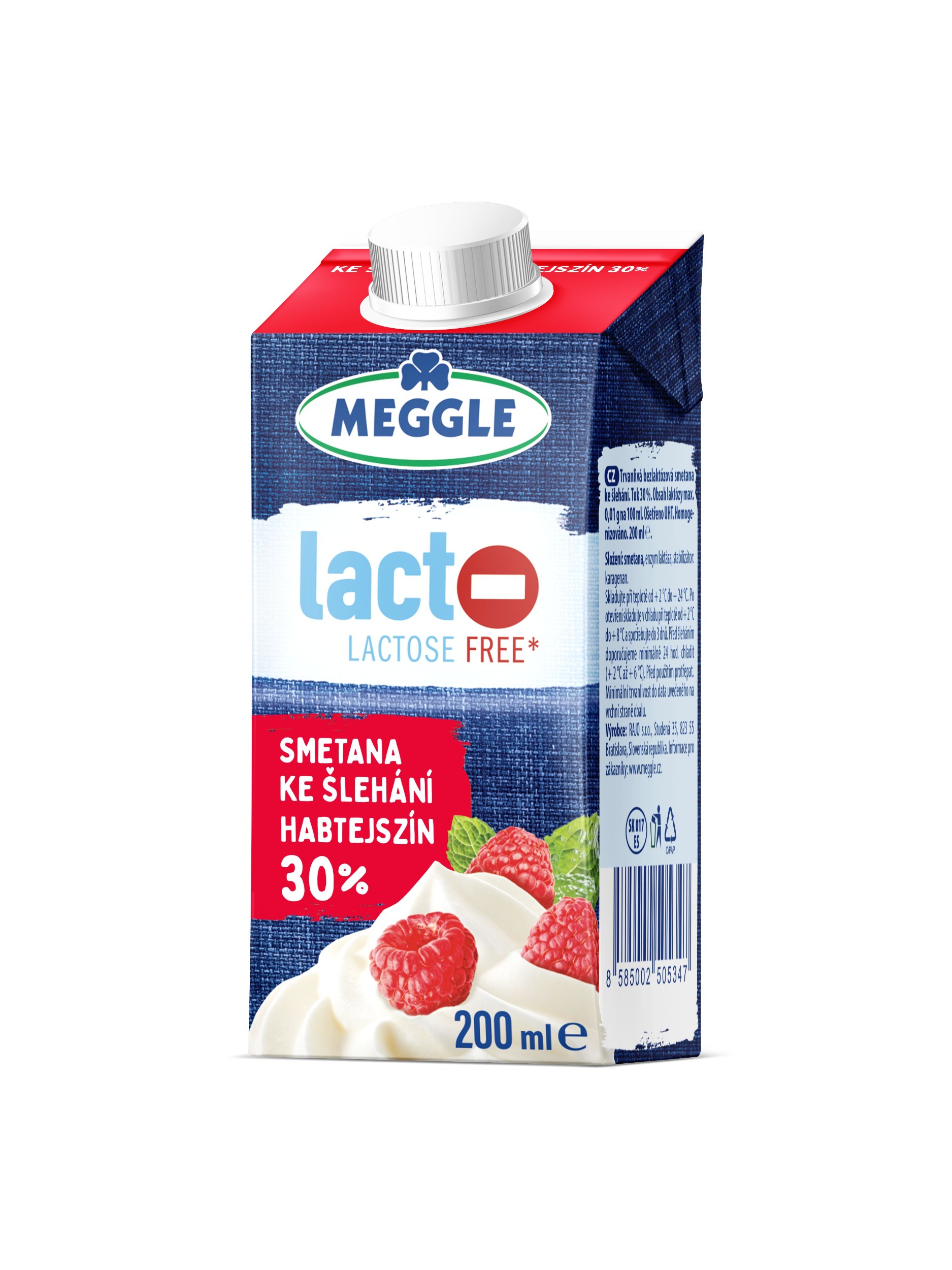 Mléčné a chlazené - Meggle Bezlaktózová smetana ke šlehání 30% 200 ml