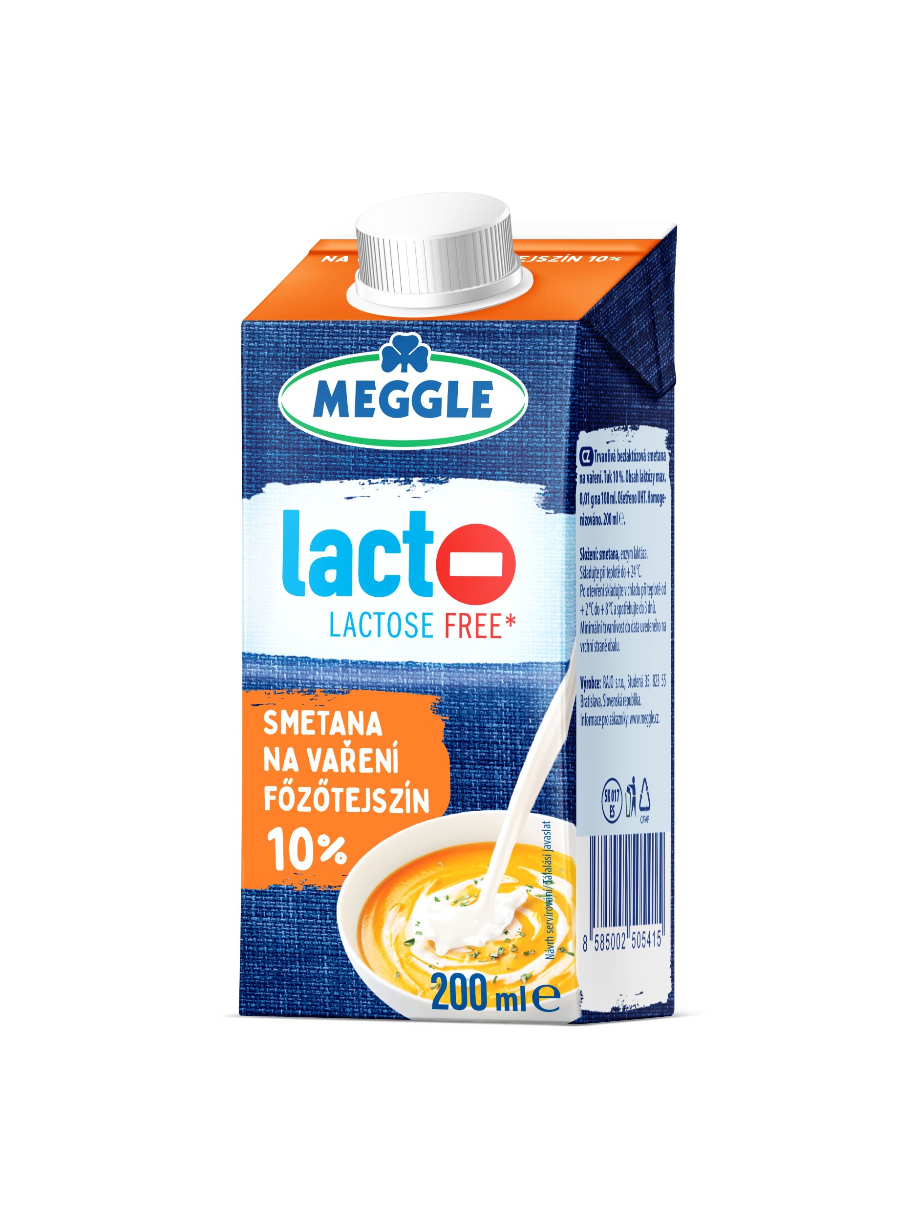 Mléčné a chlazené - Meggle Bezlaktózová smetana na vaření 10% 200 ml