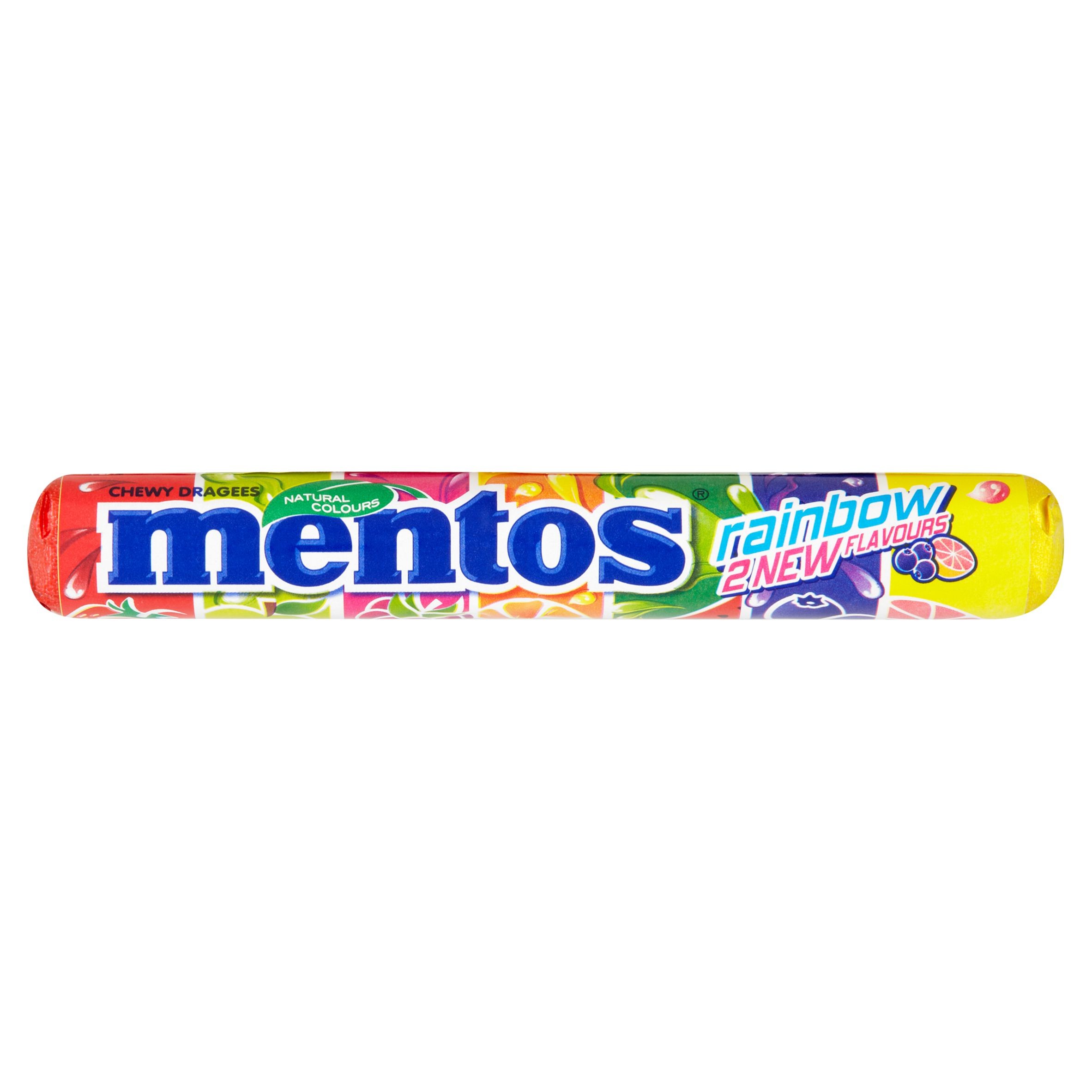 Trvanlivé potraviny - Mentos Rainbow duhová směs ovocných dražé s 30% žvýkací náplní 37,5 g
