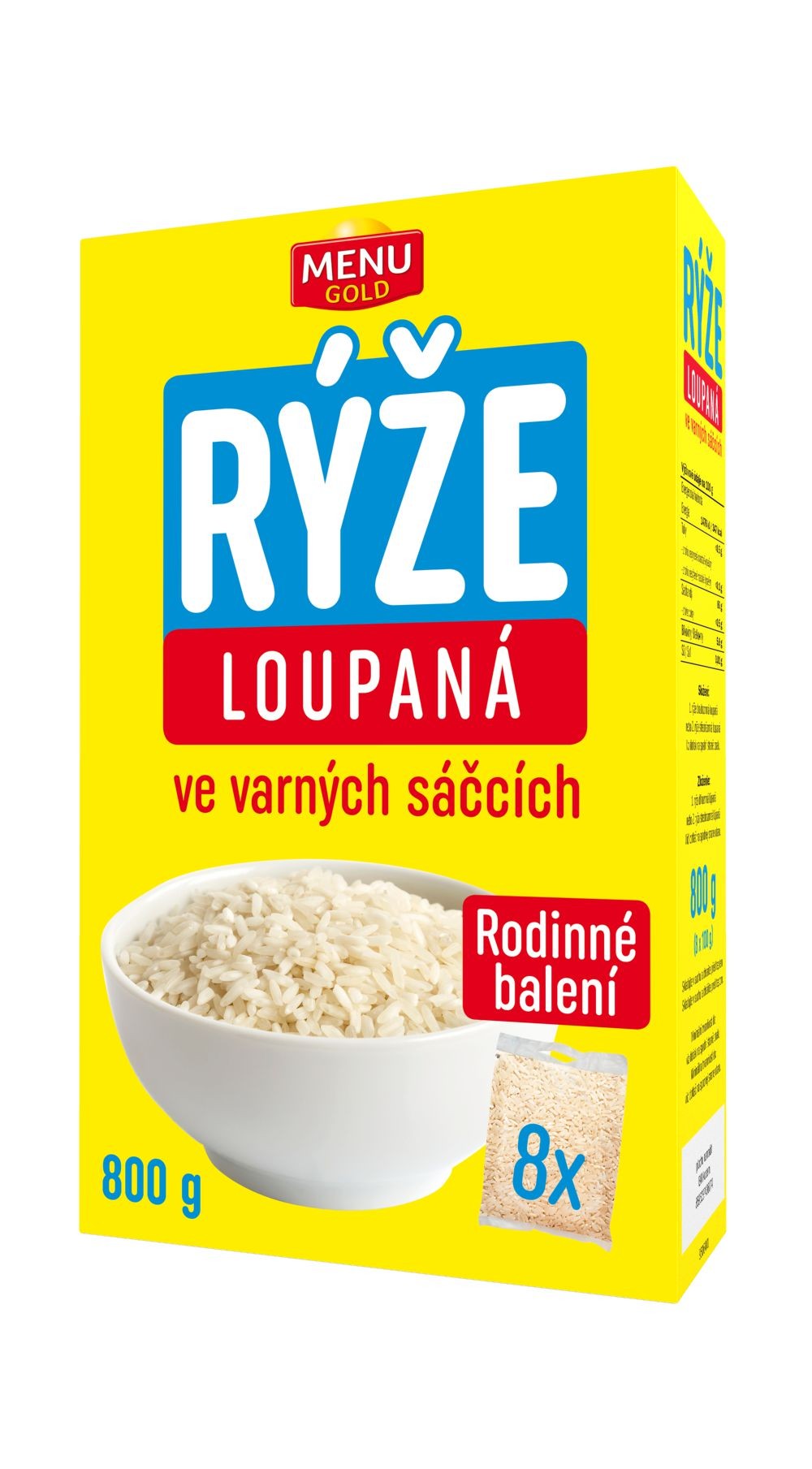 Trvanlivé potraviny - Menu Gold Rýže loupaná varné sáčky 8x100 g