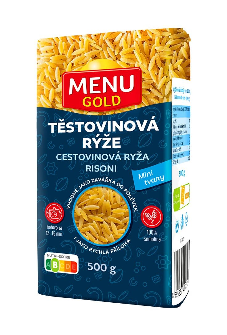 Trvanlivé potraviny - MENU GOLD TĚSTOVINOVÁ RÝŽE SEMOLIN. 500G