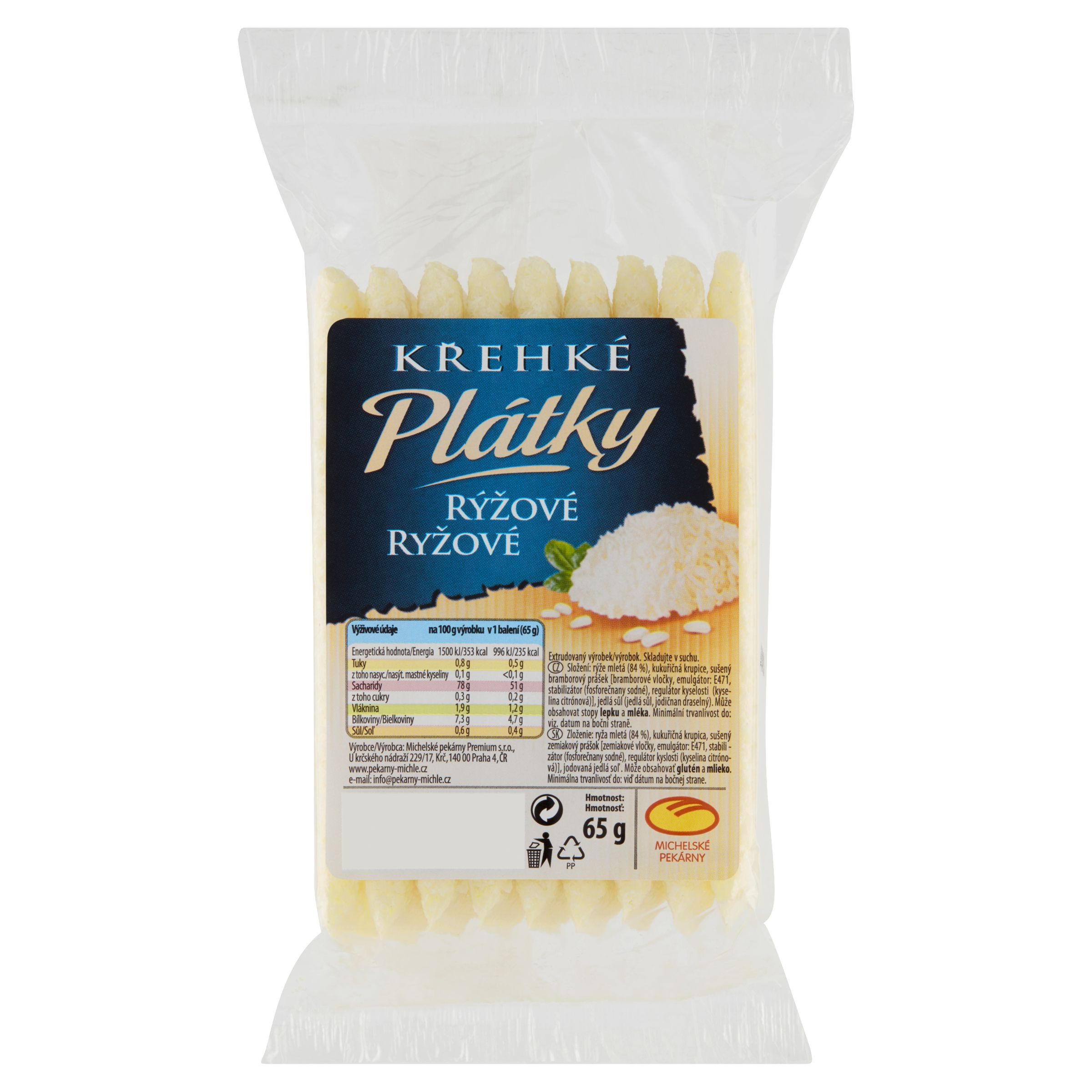 Pekárna a cukrárna - Michelské Pekárny Křehké plátky rýžové 65 g