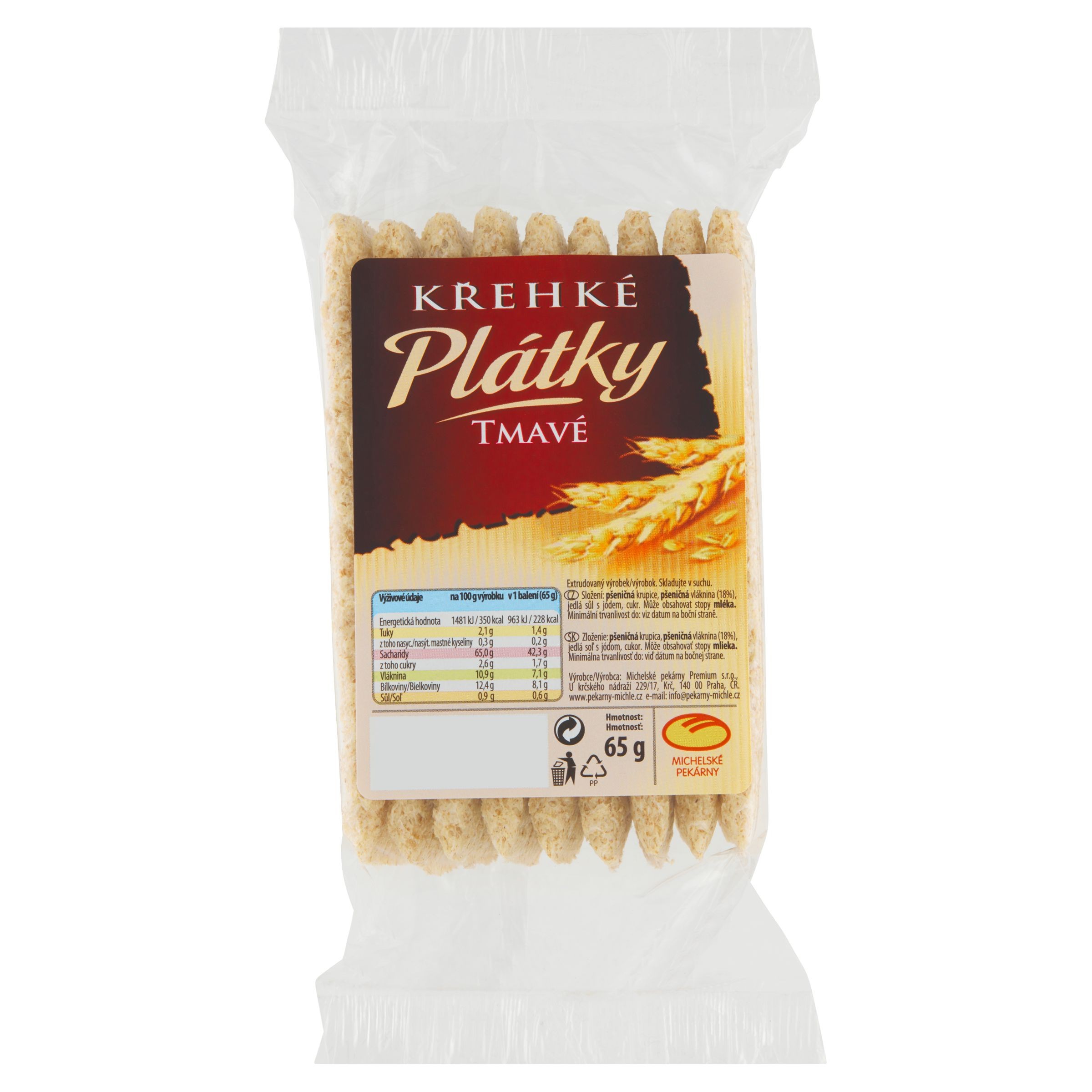 Pekárna a cukrárna - Michelské Pekárny Křehké plátky tmavé 65 g