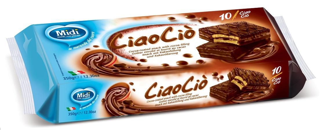 Pekárna a cukrárna - Midi Ciao Cio snack s kakaovou náplní a kakaovou polevou 350 g