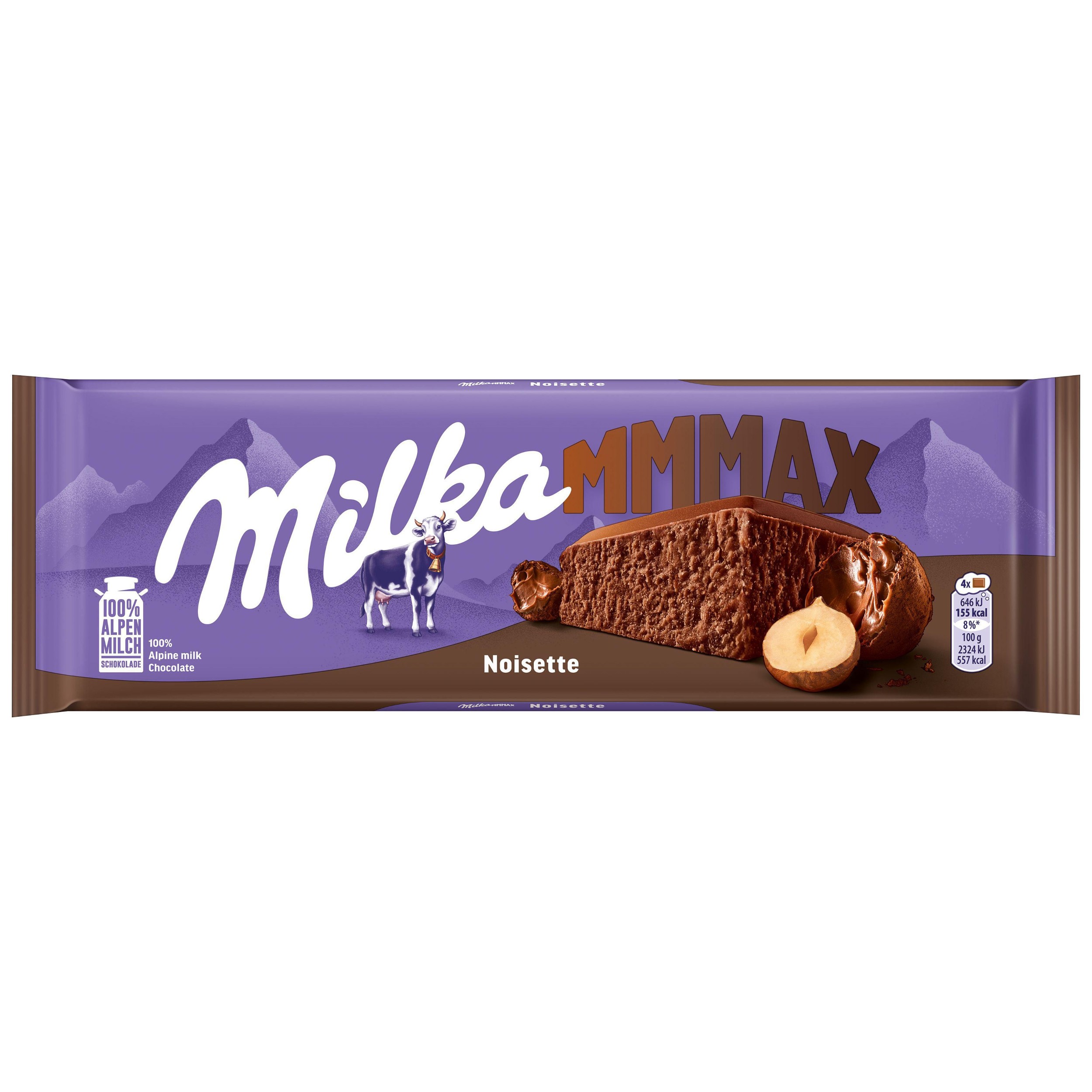 Trvanlivé potraviny - Milka čokoláda Mmmax Noisette mléčná s lískooříškovou pastou 250 g
