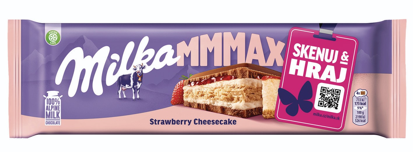 Milka čokoláda Mmmax Strawberry Cheesecake mléčná, příchuť jahodový cheesecake 300 g-0