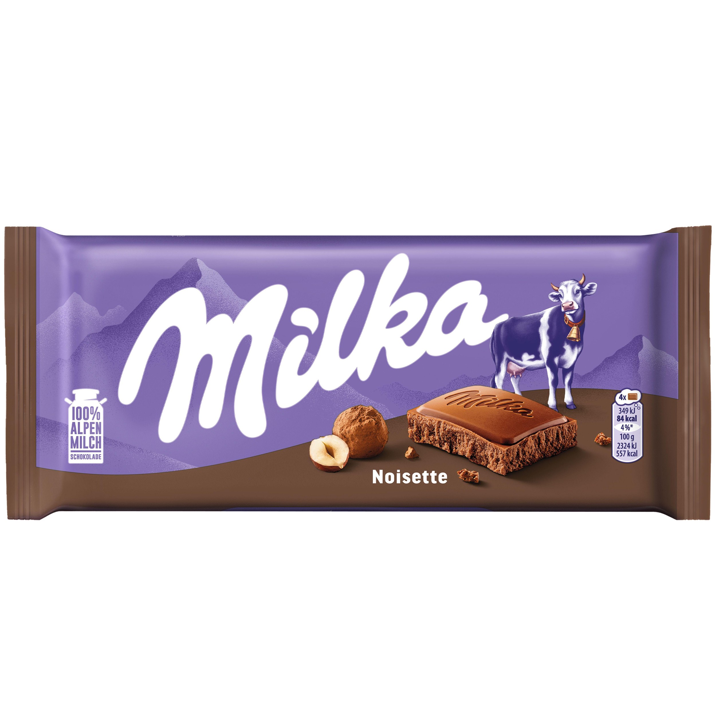 Trvanlivé potraviny - Milka čokoláda Noisette plněná krémem z lískových oříšků 90 g