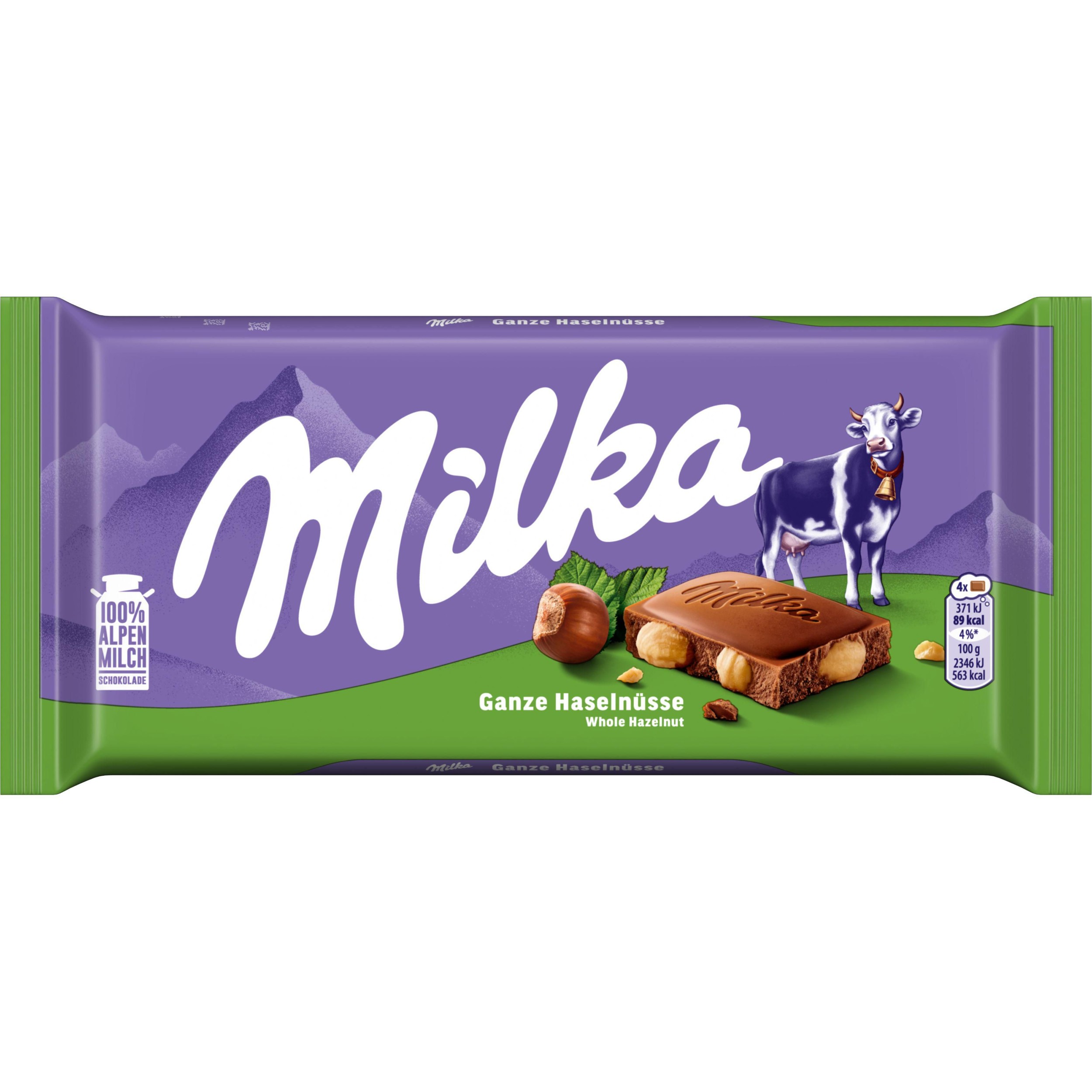 Trvanlivé potraviny - Milka čokoláda Oříšková mléčná s celými ořechy 95 g