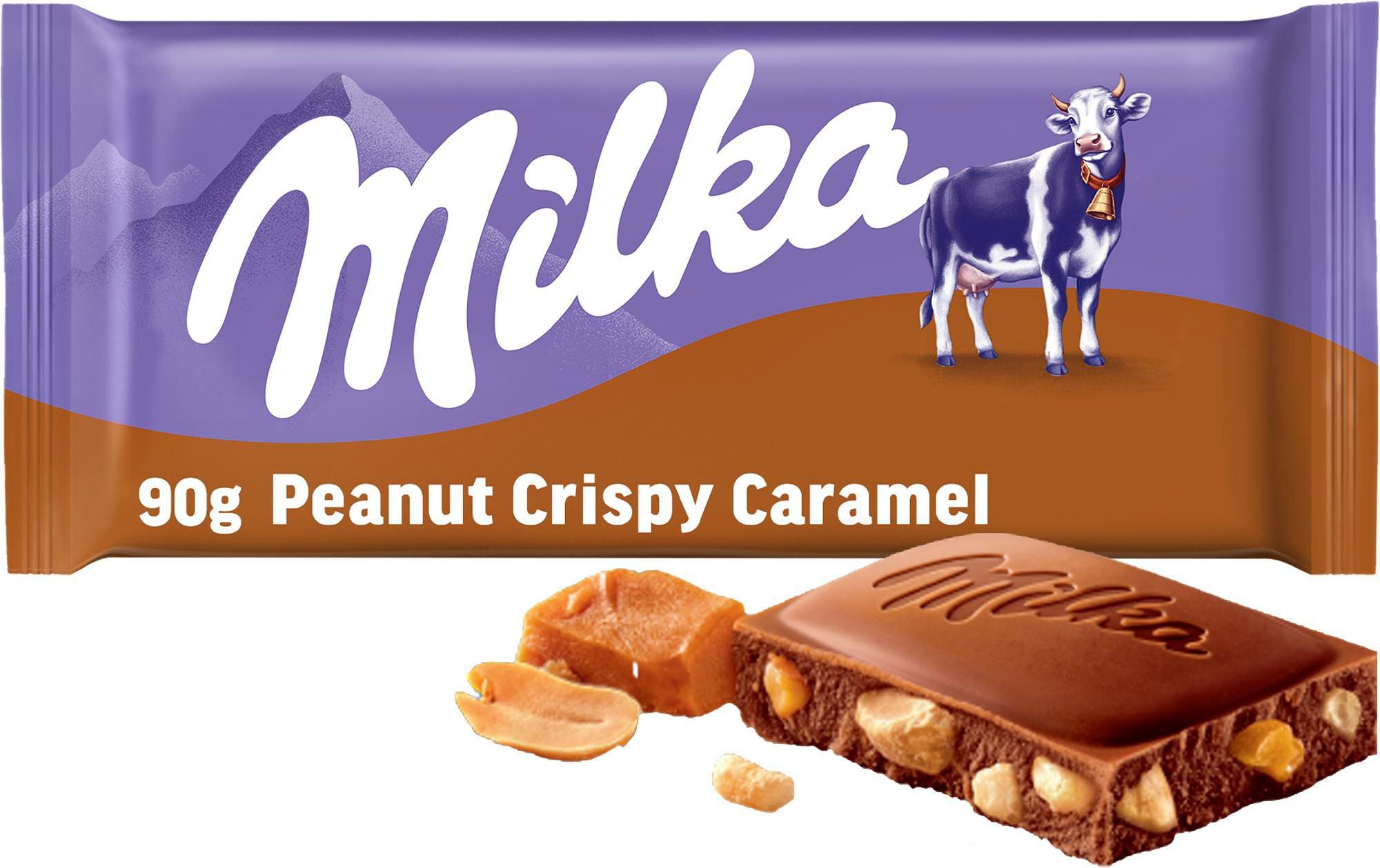 Trvanlivé potraviny - Milka čokoláda Peanut Crispy Caramel mléčná s arašídy a karamelovými kousky 90 g