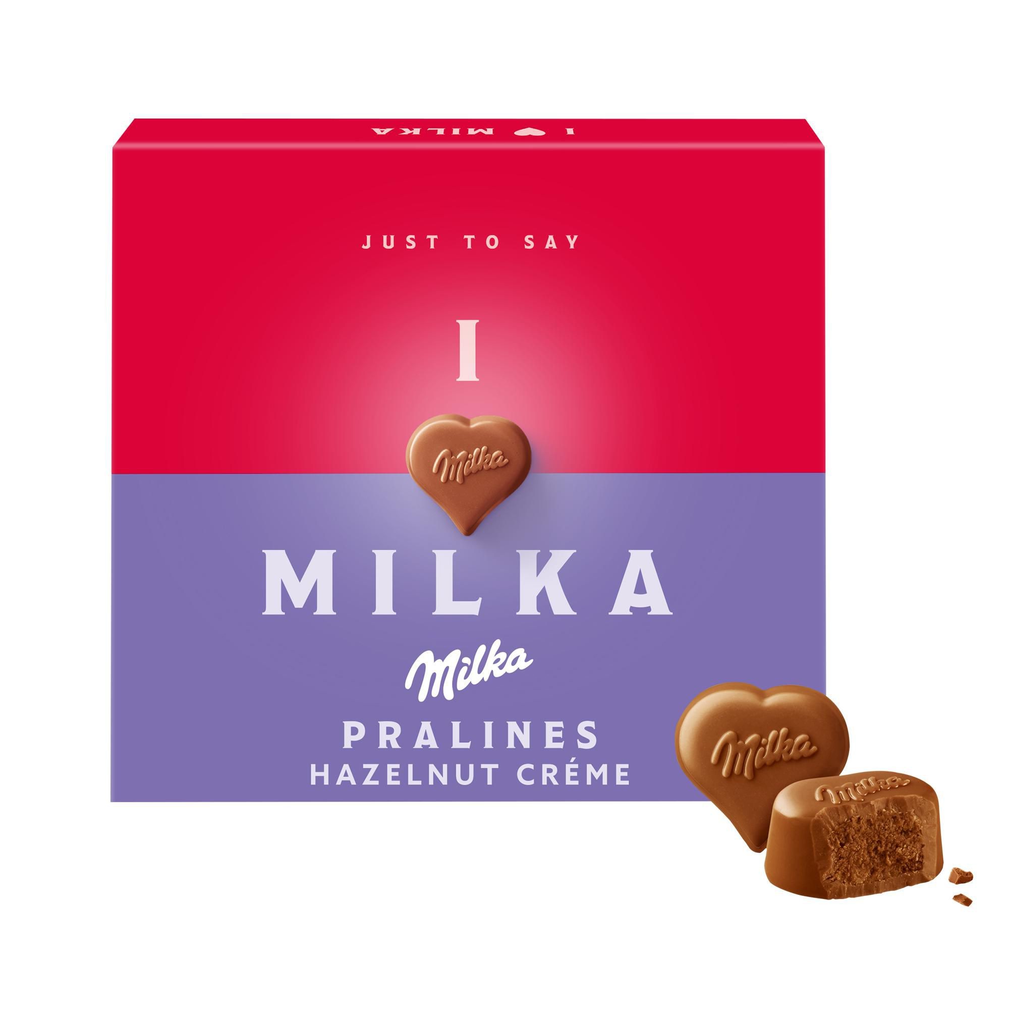 Trvanlivé potraviny - Milka I Love Milka bonboniéra, lískooříšková náplň 110g