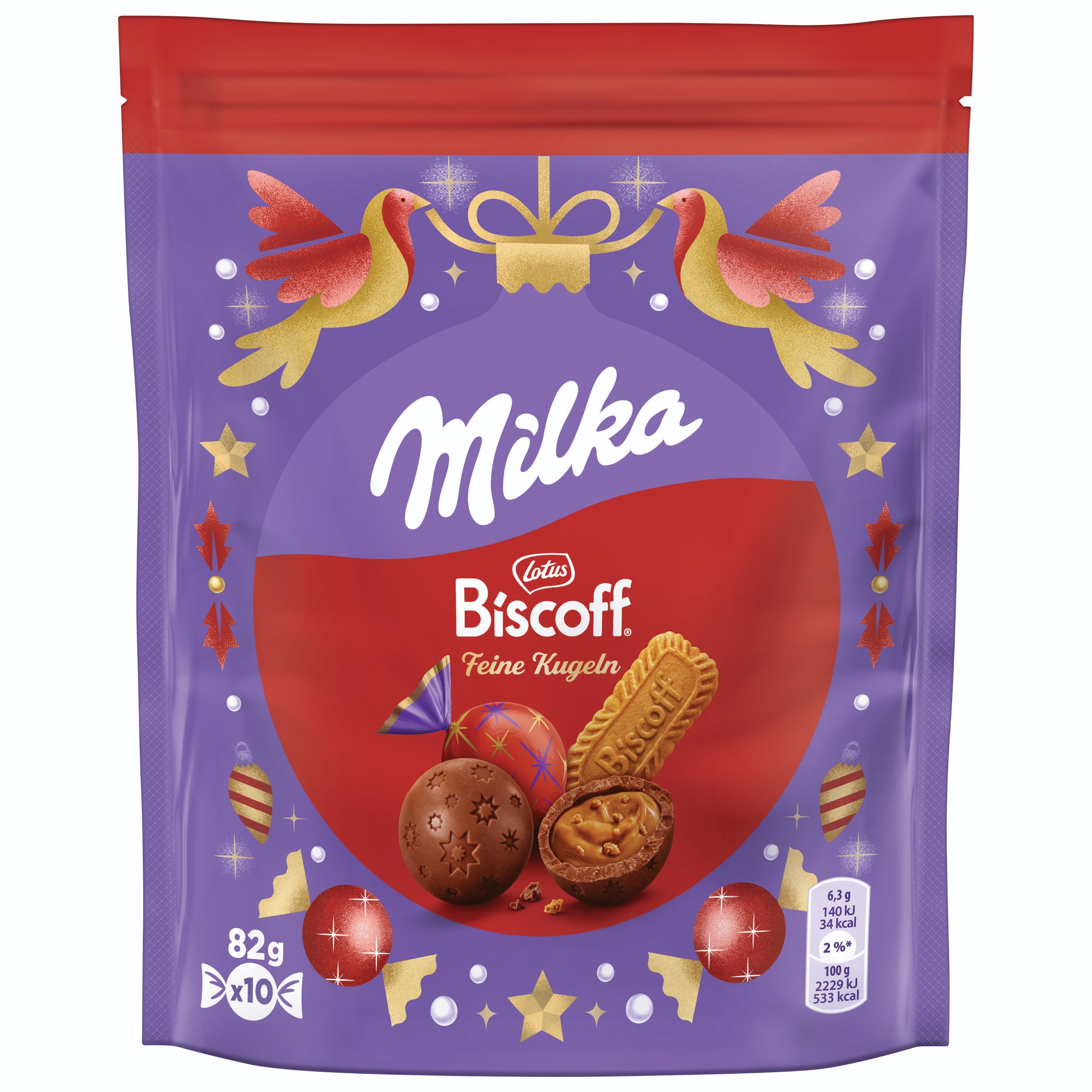 Trvanlivé potraviny - Milka Kuličky Biscoff s čokoládovou náplní 82g
