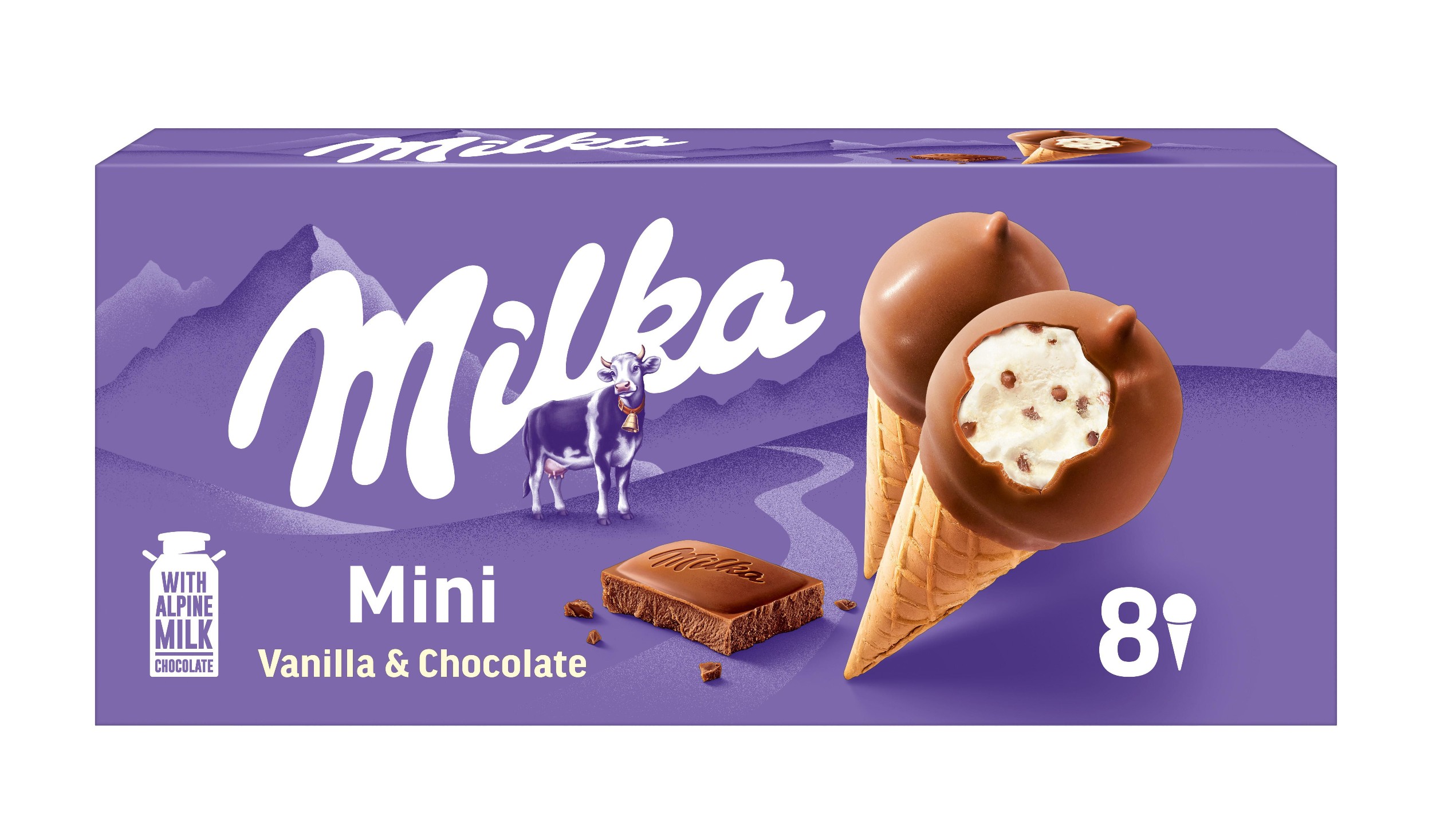 Mražené potraviny - Milka Mini Kornouty multipack 8 x 25ml