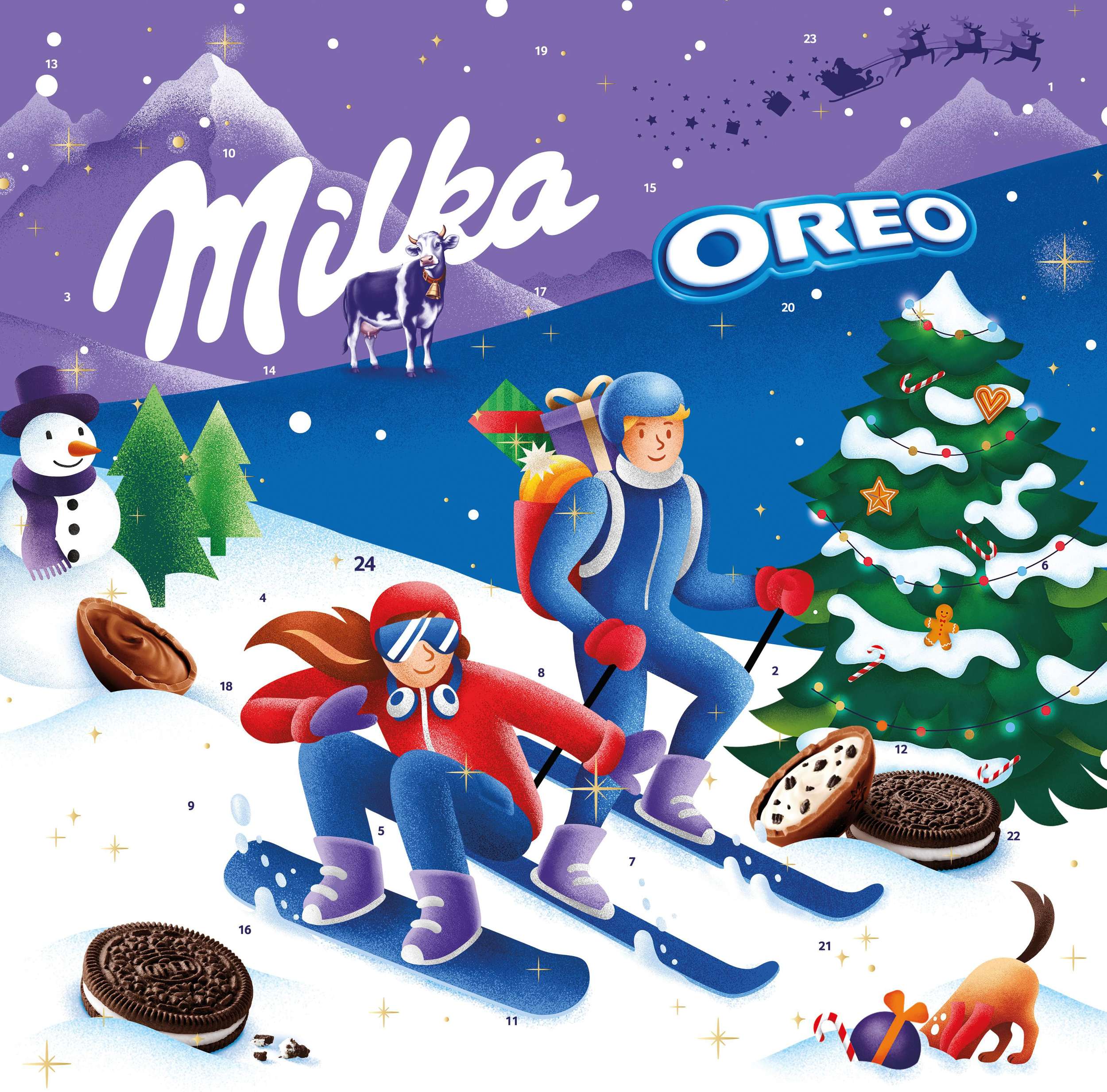 Trvanlivé potraviny - Milka Oreo Adventní kalendář z mléčné čokolády 284g