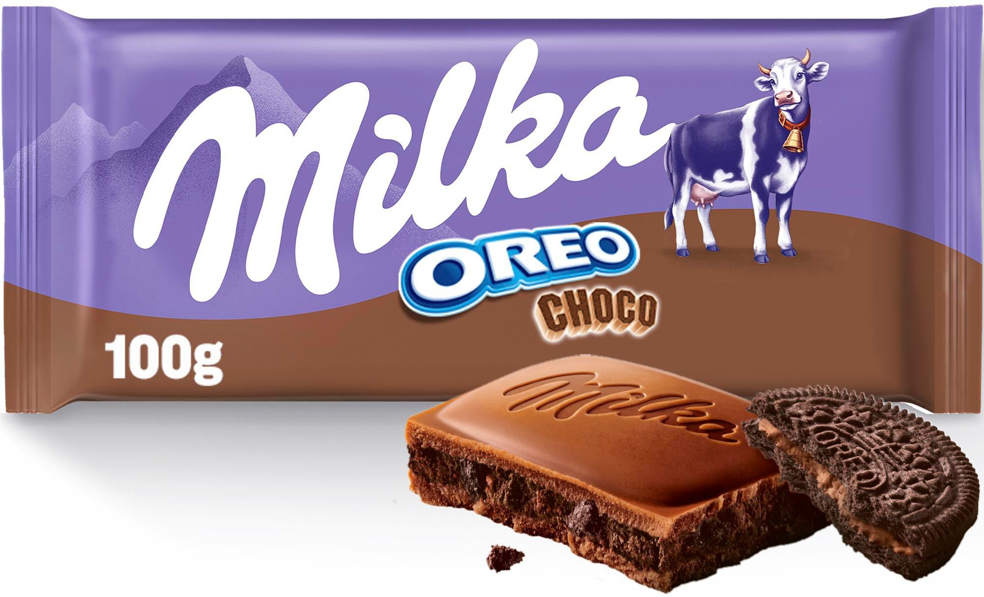 Trvanlivé potraviny - Milka Oreo Choco mléčná čokoláda, náplň kakao a sušenky 100g