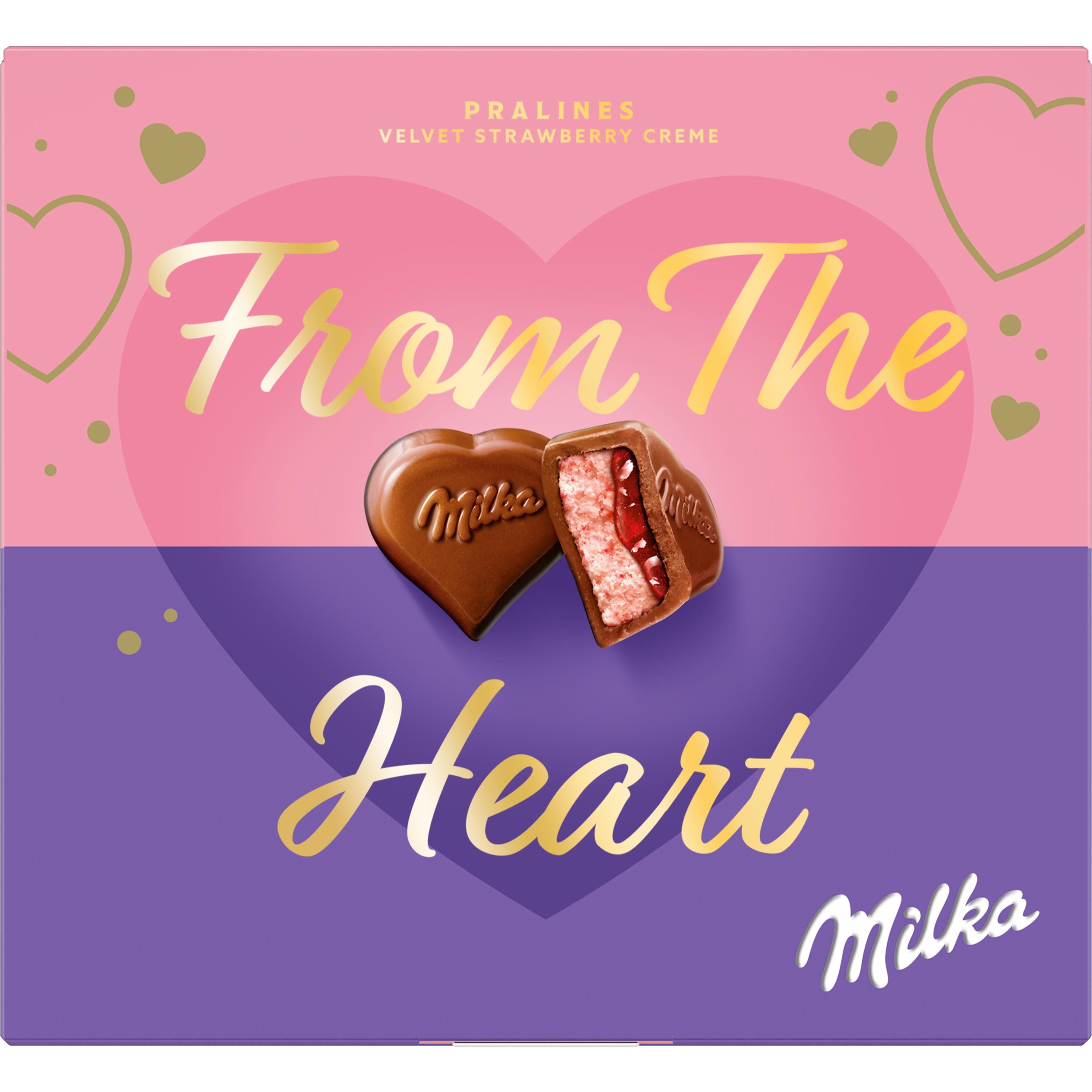 Trvanlivé potraviny - Milka Pralinky From the Heart bonboniéra, jahod. krém 114g