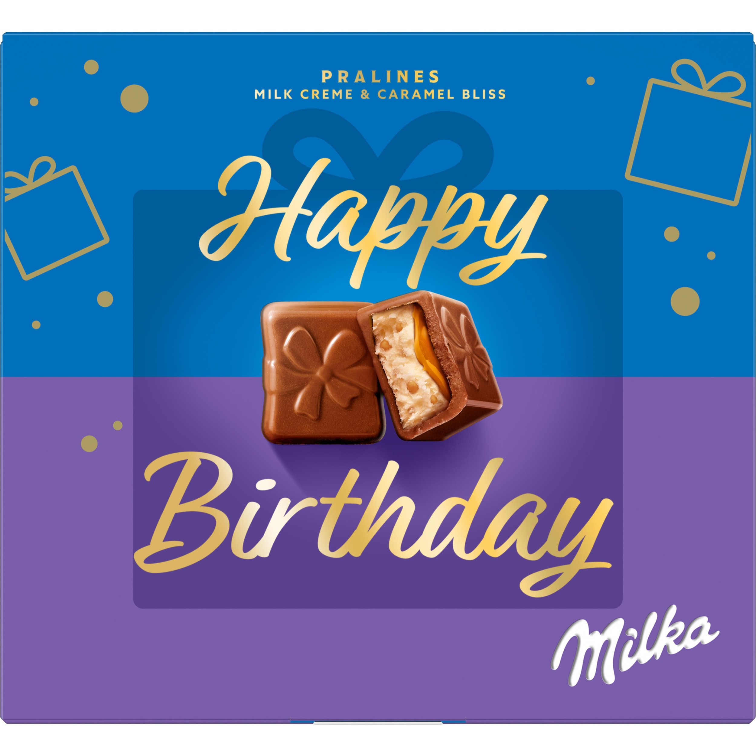 Trvanlivé potraviny - Milka Pralinky Happy Birthday bonboniéra, mléčný krém 114g