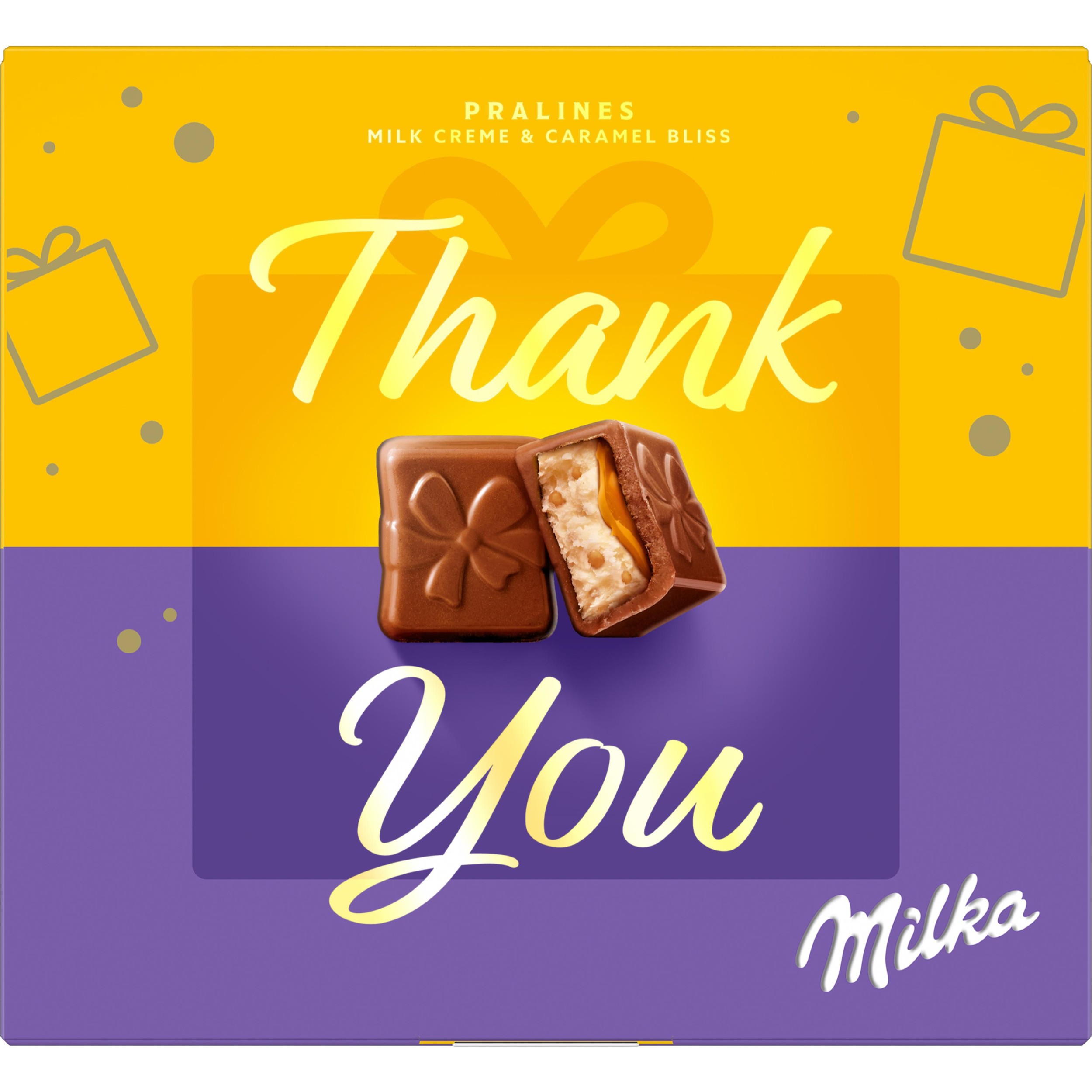 Trvanlivé potraviny - Milka Pralinky Thank You bonboniéra, mléčný krém a karamel 114g