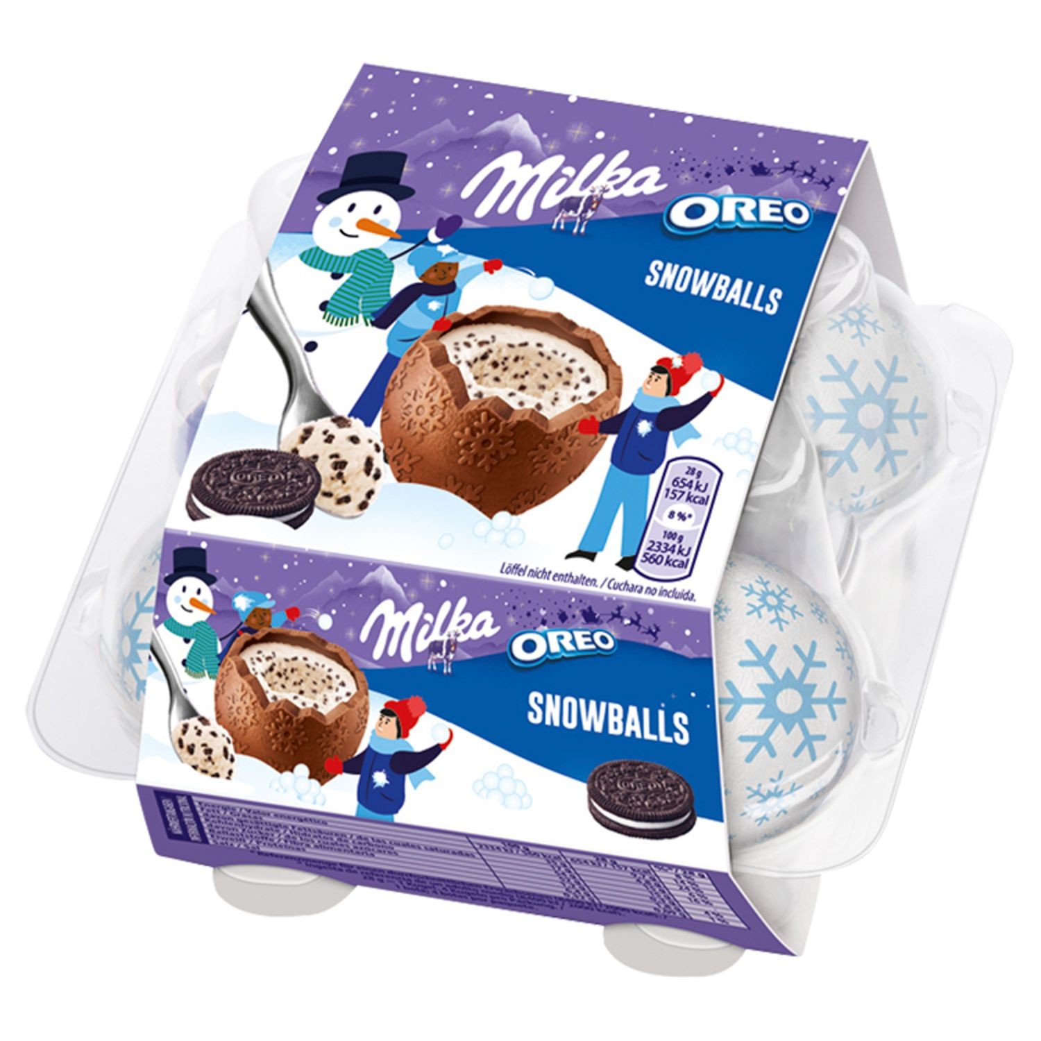 Trvanlivé potraviny - Milka Snowballs Oreo, mléčná čokoláda, mléčná náplň a kousky Oreo sušenky 4 x 28g